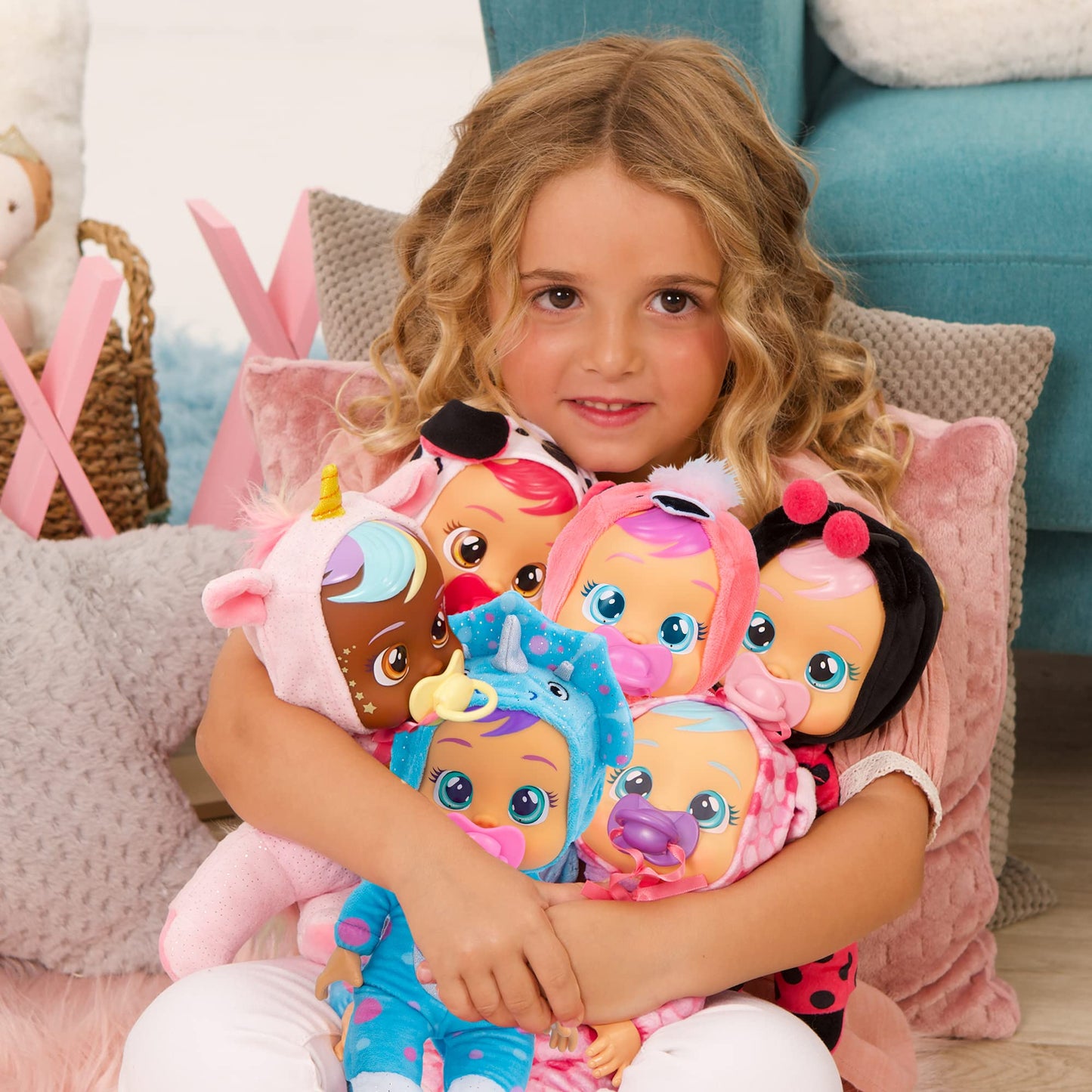 Cry Babies Tiny Cuddles Lady - 9 inch Baby Doll, Cries Real tears. Red and Black, Multicolor