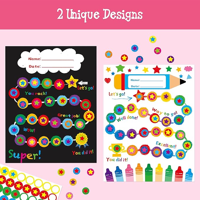 40 Pack Incentive Chart, 2 Adorable Designs with 1078 Stickers, Classroom Family Reward Chart System for Kids Homework Assignments, Attendance, Good Behavior, Chores, Potty Training Progress