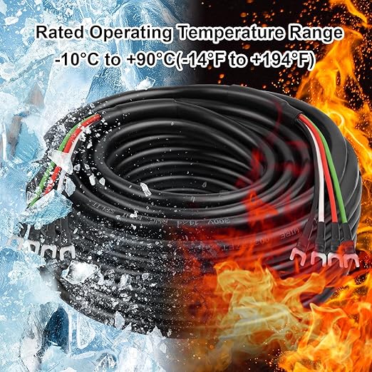 MOOKEERF 14/4 AWG Mini-Split Cable - 250FT 14 AWG 4 Conductor Control Cable 300V Stranded Oxygen-Free Pure Copper Wire for Mini Split Air Conditioner,Heat Pump,HVAC Systems and Speaker Systems