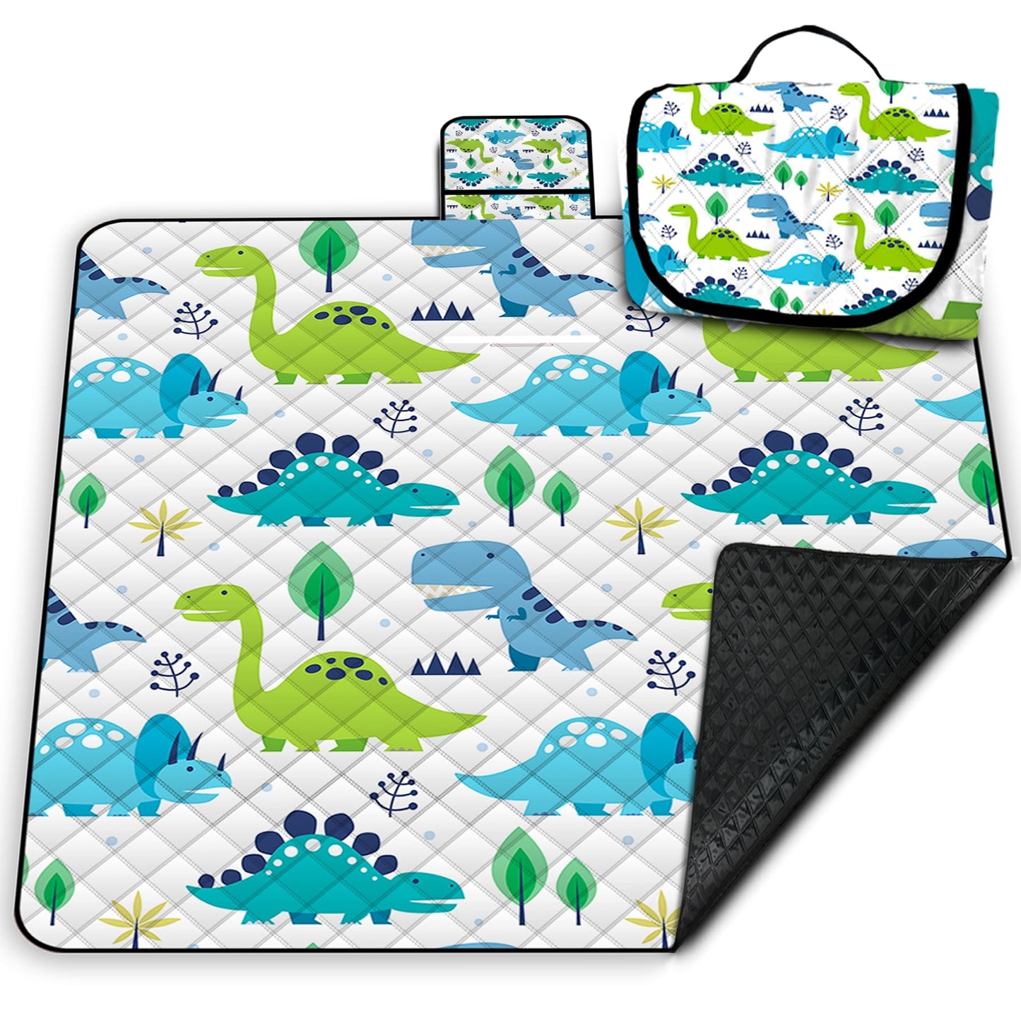 Extra Large Picnic Blanket Waterproof,80"x 80"Foldable Machine Washable Beach Blanket,Outdoor Blanket for 6-8 Adults,Picnic Mat Suitable for Indoor Crawling,Park Beach,Camping,Hiking,Travel(Dinosaur)