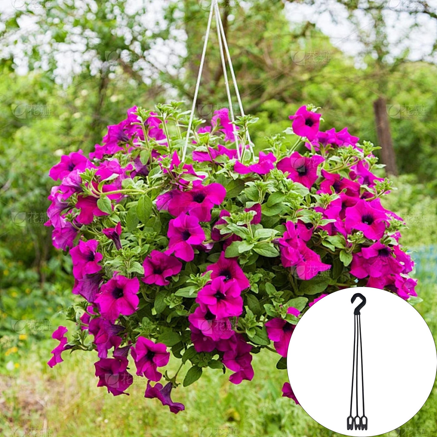 bskkw 6PCS Black Hanging Planter Hooks, Plastic Chain Holders with Hooks for Flower Pots, Indoor Outdoor Plants and Bird Feeders