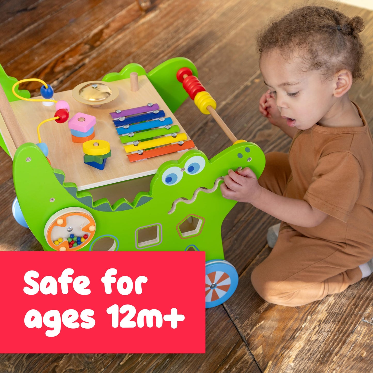 Spark & Wow Crocodile Activity Walker | 10 Activities | for Ages 1+ | Activity Table for Toddlers | Push and Pull Learning Walker
