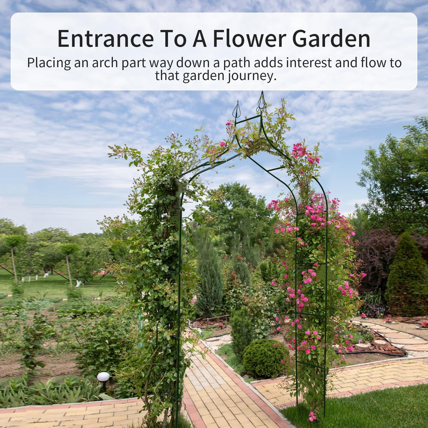 Thorise 8.3 Ft H x 4.6 Ft W Metal Pergola Arbor for Various Climbing Plant Wedding Garden Arch Bridal Party Decoration Wide Arbor