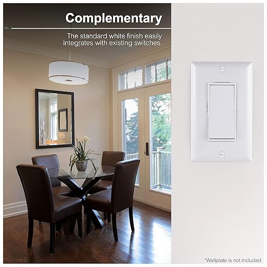 GE Paddle Rocker Switch - Single Pole Switch, On/Off, Replacement for Light Switches & Ceiling Fans, Grounding, UL Listed, White, 50726
