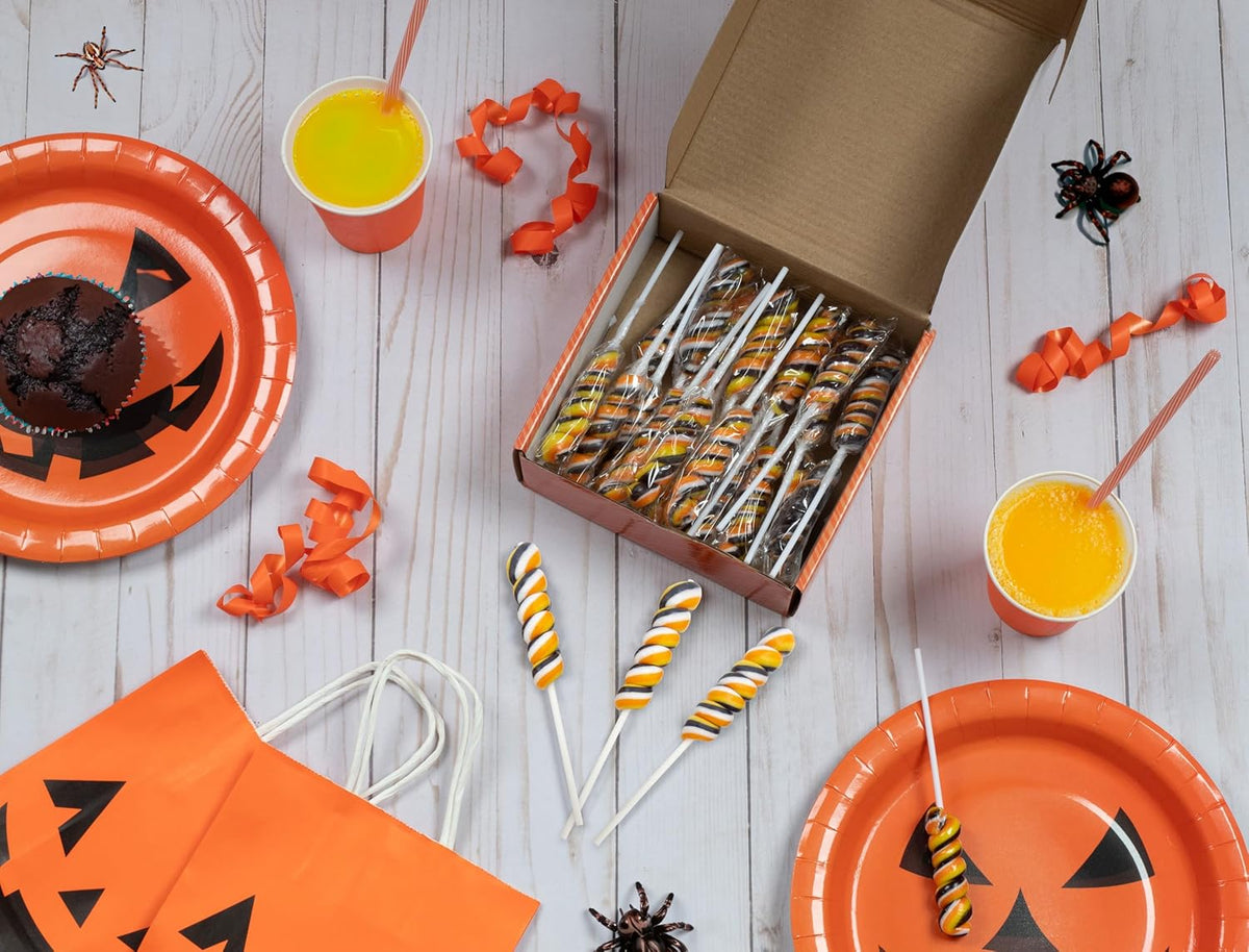 Halloween Twisty Lollipops - 24 Unicorn Suckers Individually Wrapped Bulk - Halloween Candy - Trick or Treat Candy Bags - Candy Buffet - Halloween Party Favors