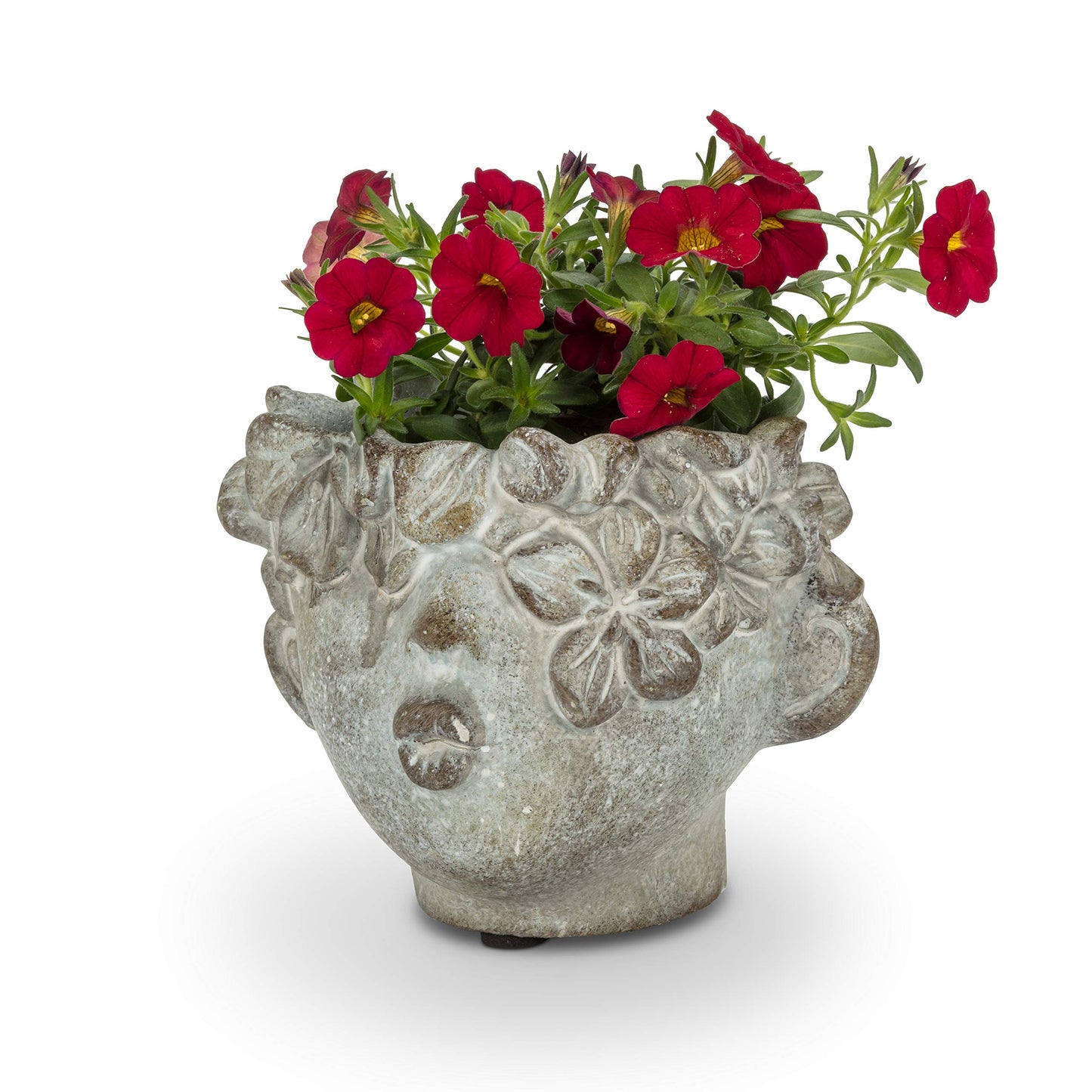 Abbott Collection Mini Kissing Face Cement Indoor and Outdoor Planter Pot, Grey (4" H)