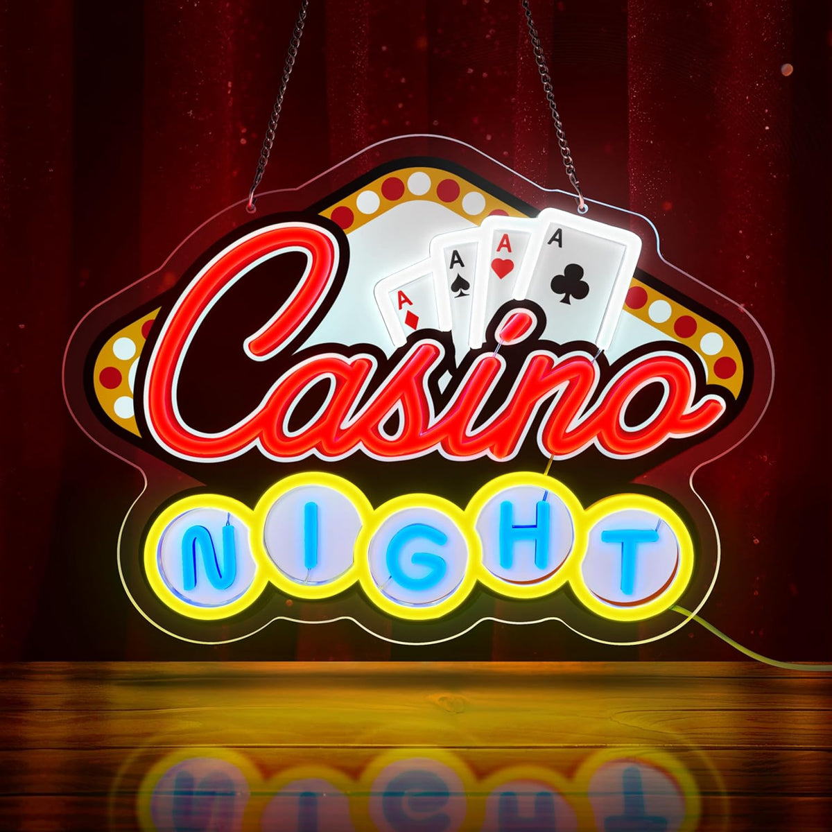 Casino Night Neon Sign for Wall Decor Casino Led Neon Light Dimmable Led Light Sign for Bar Casino Play Room Birthday Party Decor