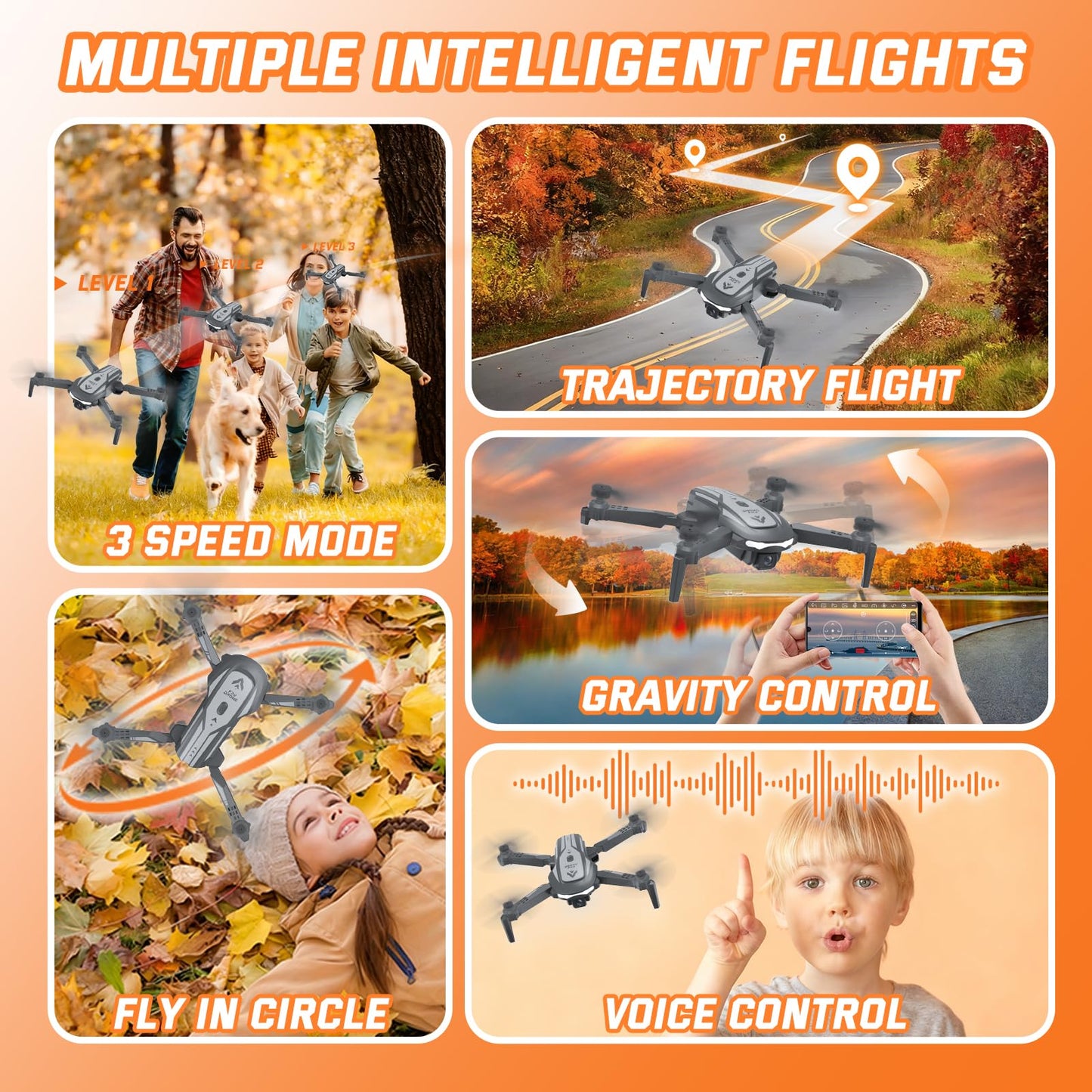 Drone with Camera for Kids Adults, Mini Foldable FPV Drones Remote Control Helicopter, RC Quadcopter with 1080P Live Video Camera, Gestures Selfie, One Key Start,2 Batteries, Toys/Gifts for Boys Girls