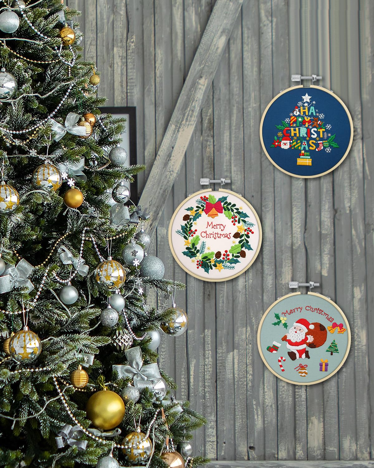 TINDTOP 16 Pieces 4 inch Embroidery Hoops, Bamboo Frame Circle Cross Stitch Hoop Ring Embroidery Hoops Set for Embroidery and Cross Stitch