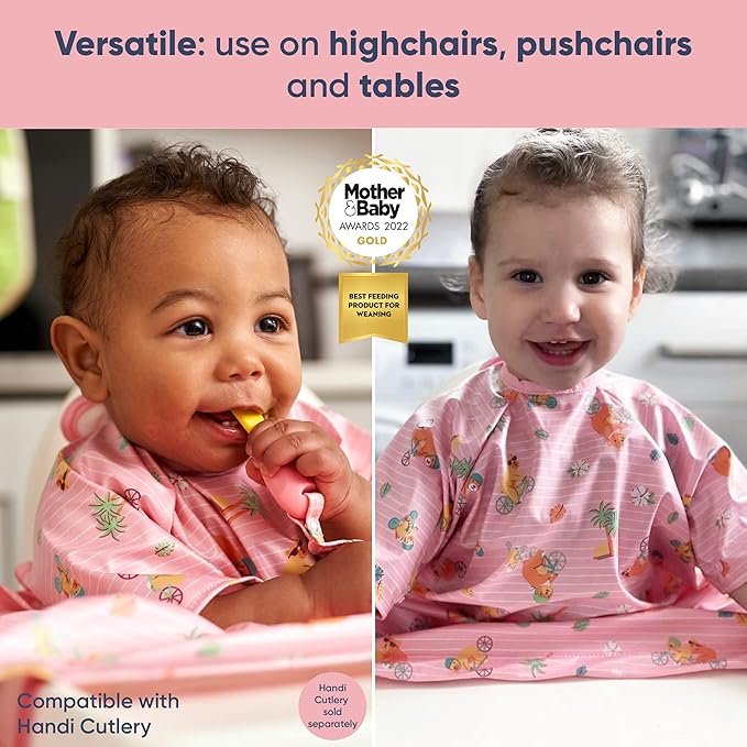 BIBaDO - Long Sleeve Baby Bibs - Babies & Toddlers 6-36 Months - Coverall Baby Led Weaning Bib - Easy Wipe, Soft & Waterproof