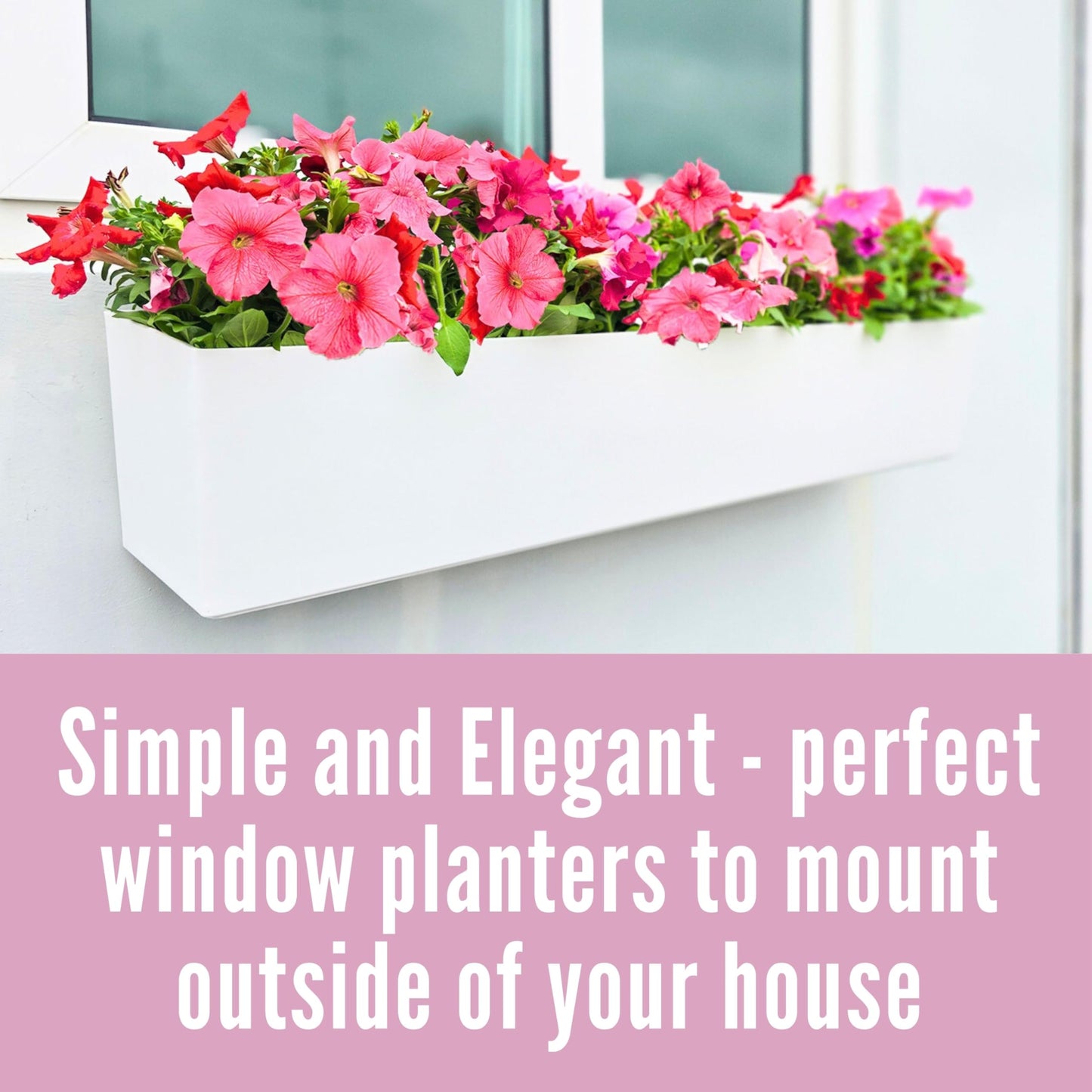 LaLaGreen Planter Boxes Outdoor (40 Inch, 1 Pack) Rectangular Self Watering System Window Flower Boxes with Bracket, Large White Planters Vertical Plant Container Hanging Wall Mount Indoor Succulents