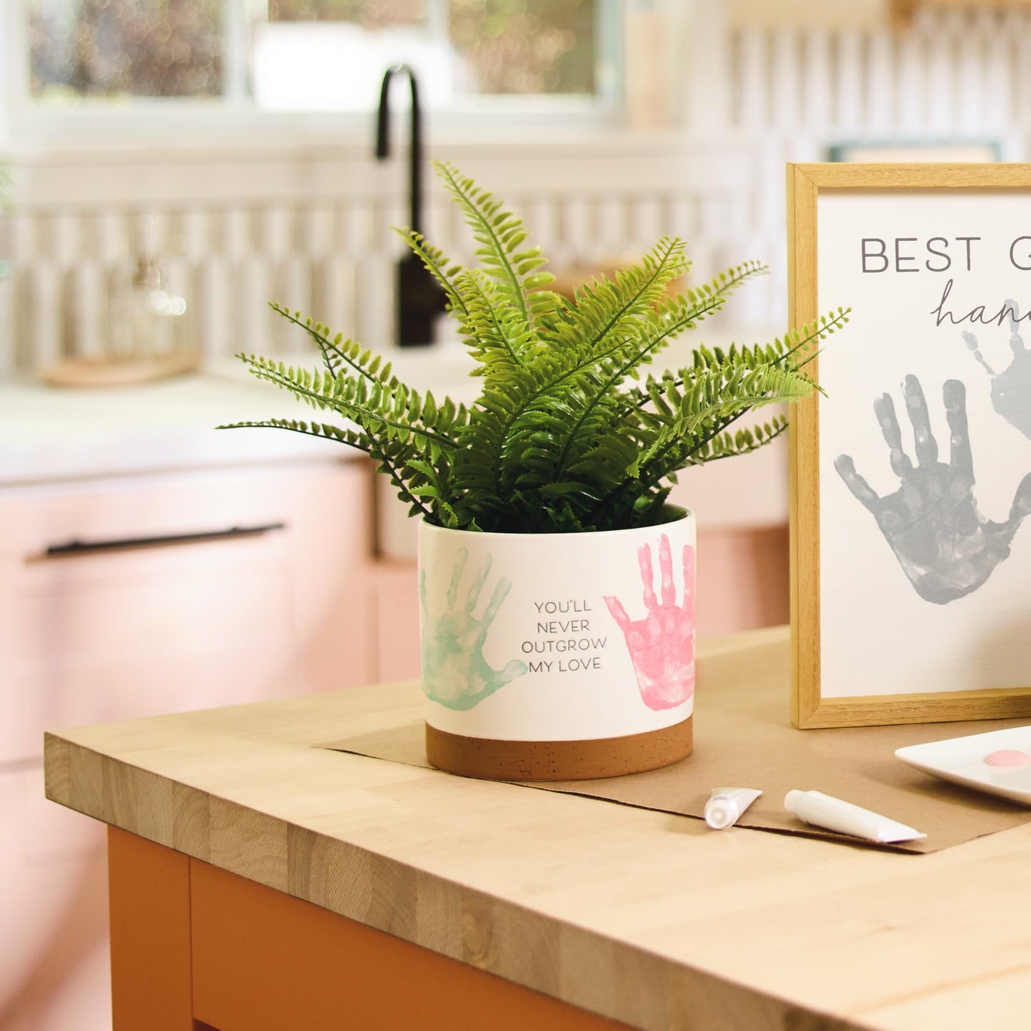 Hallmark Planter Handprint Kit (Never Outgrow My Love) Gift for Mom, Dad, Grandparent for Mother's Day, Father's Day