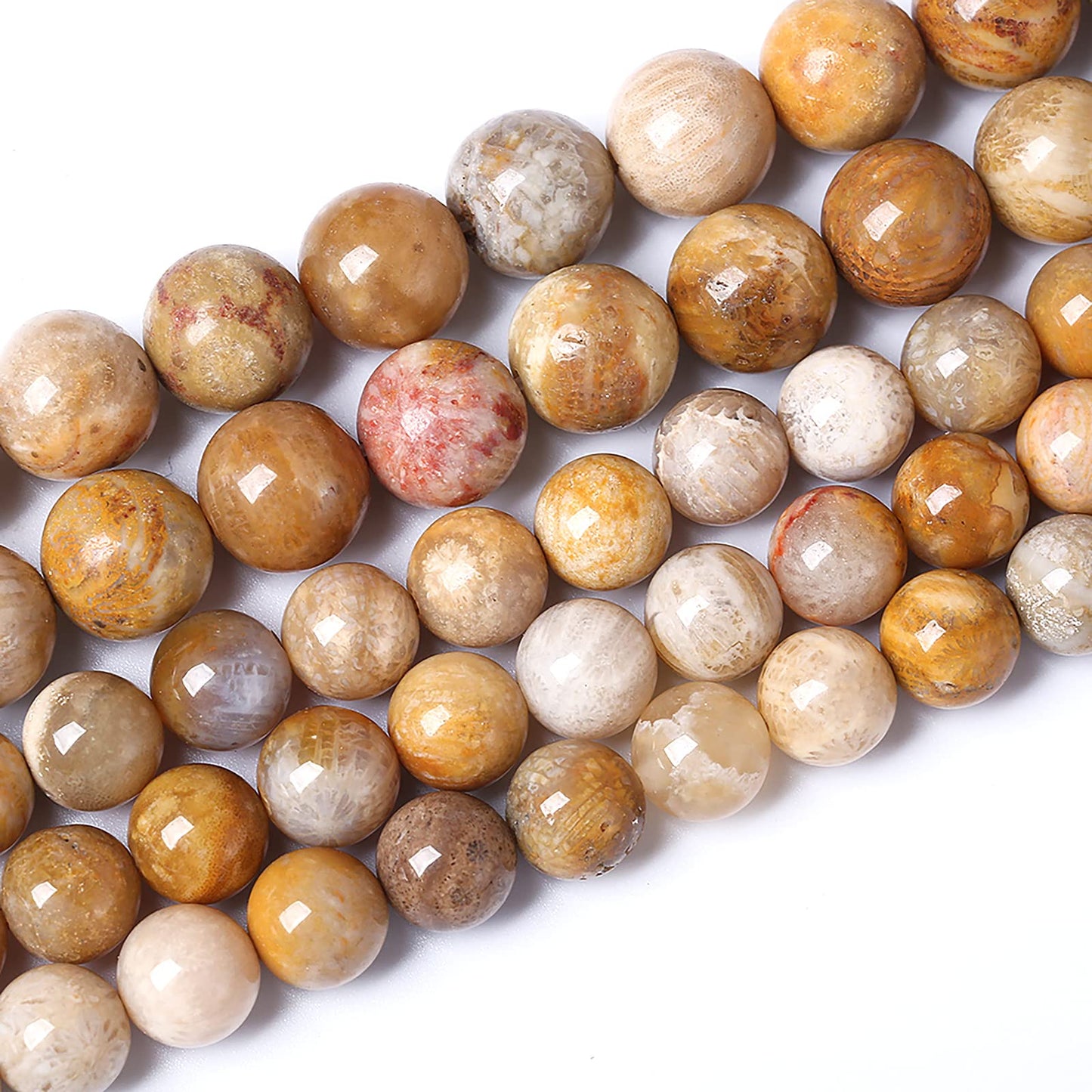 60pcs 6mm Natural Coral Jade Chrysanthemum Stone Beads Round Loose Beads for Jewelry Making,DIY Bracelet Necklace