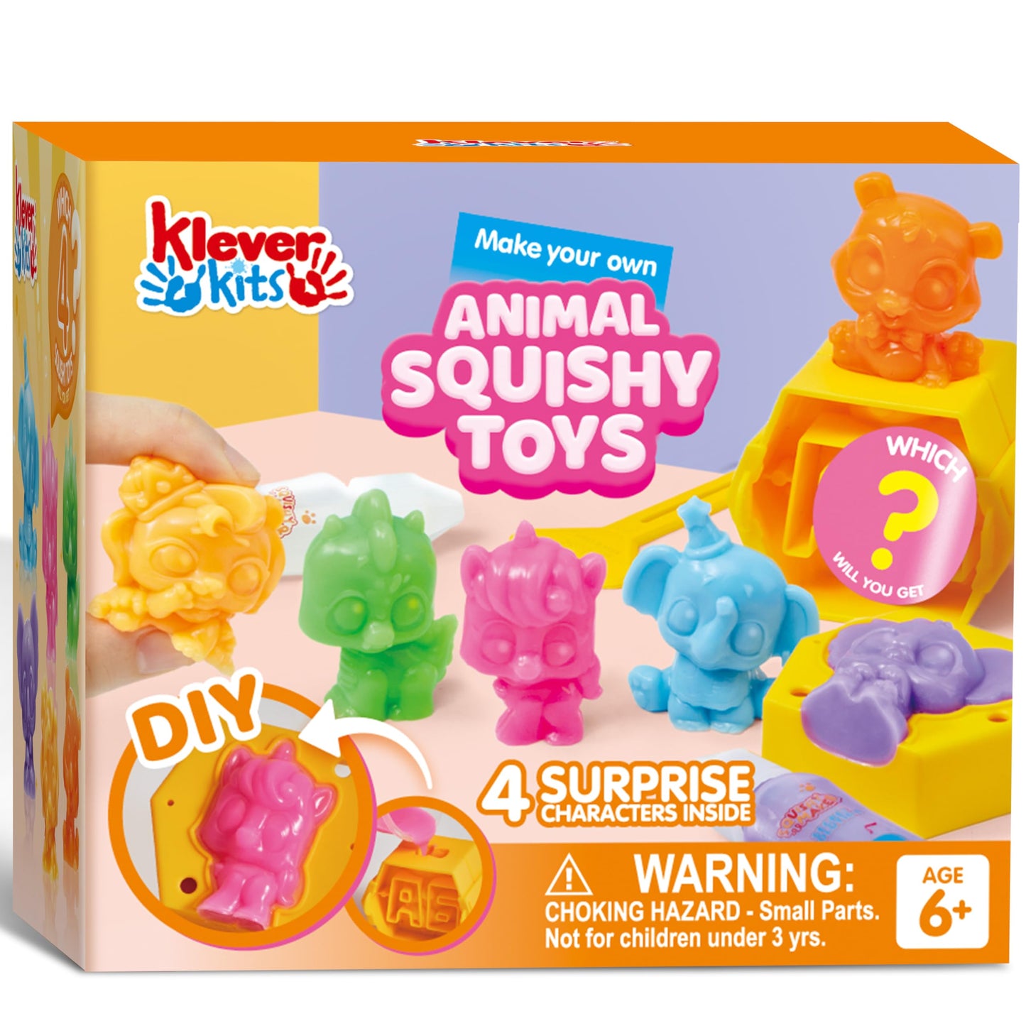 JOVA Klever Kits Squishy Toys, DIY Squishy Animal Making Kit, Mystery Box with 4 Surprise Characters Inside, Arts and Crafts, Kids Craft for Kids Ages 6+