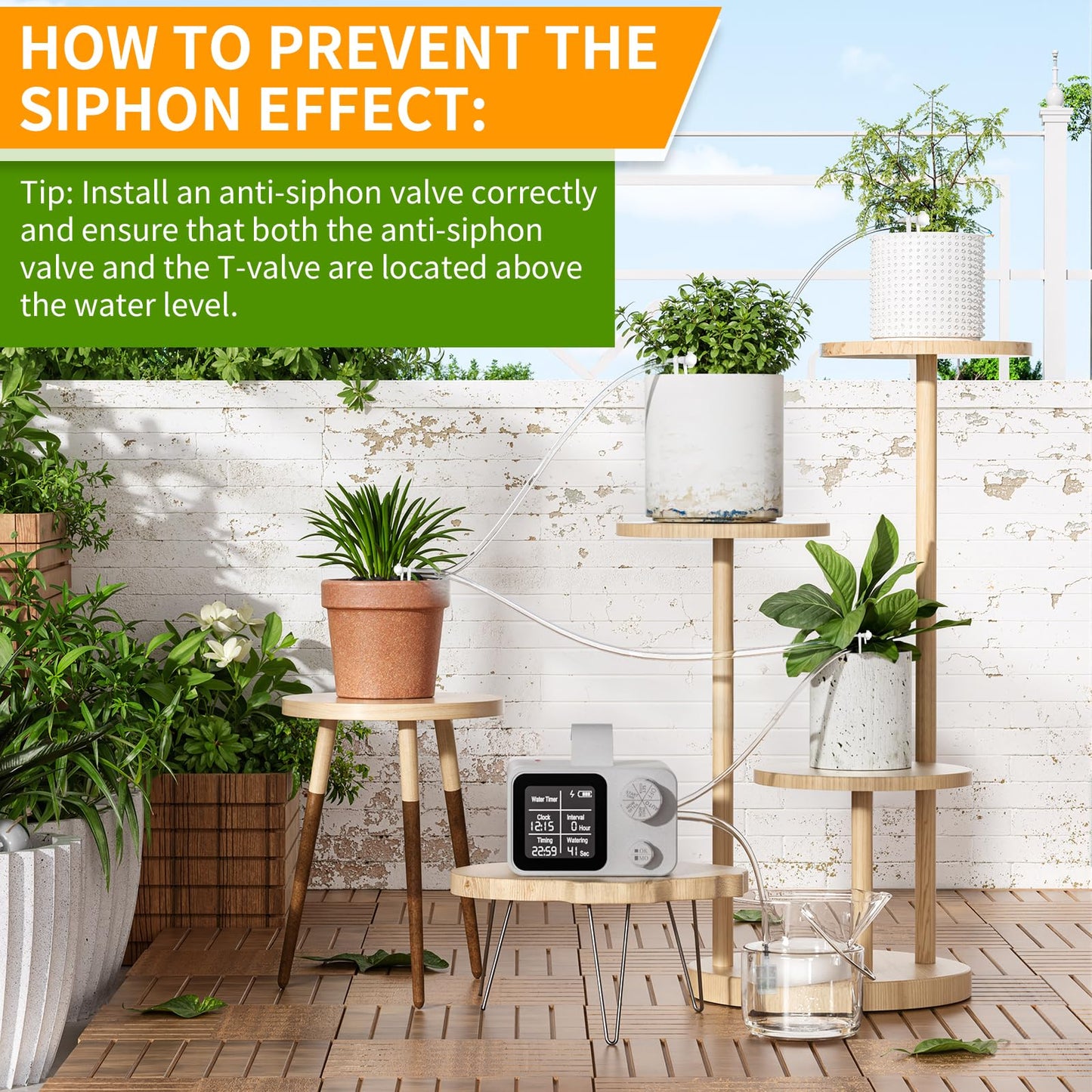 Automatic Plant Waterer Indoor Plant Watering Devices System, Self Drip Irrigation System Kit for Indoor Outdoor Garden, Adjustable Drippers, Water 15 Plants