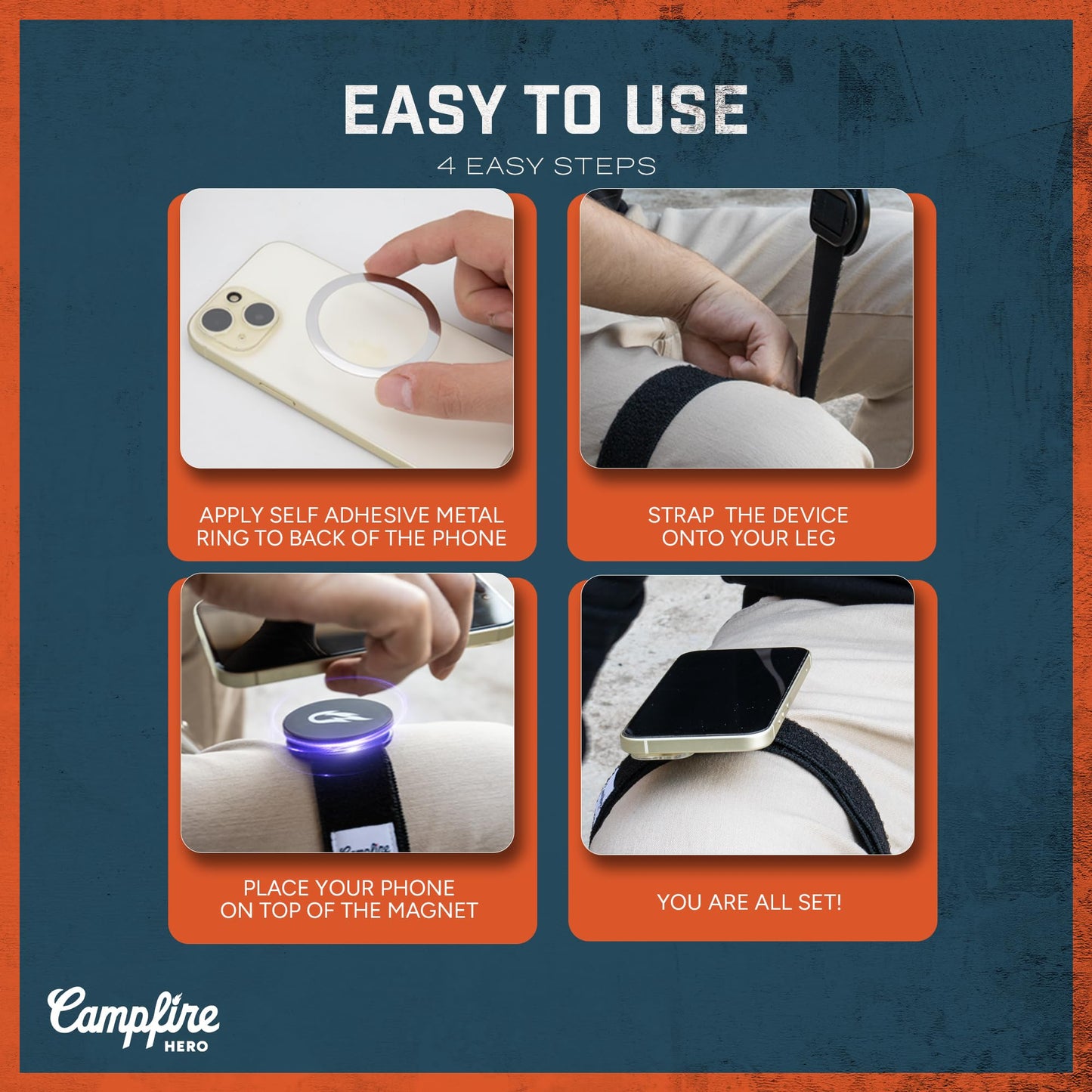 Campfire Hero Magnetic Thigh Mount for iPad mini & Phone | Hands-Free Holder for Pilots, Guitar Players & Multitaskers | Quick Access Kneeboard Alternative