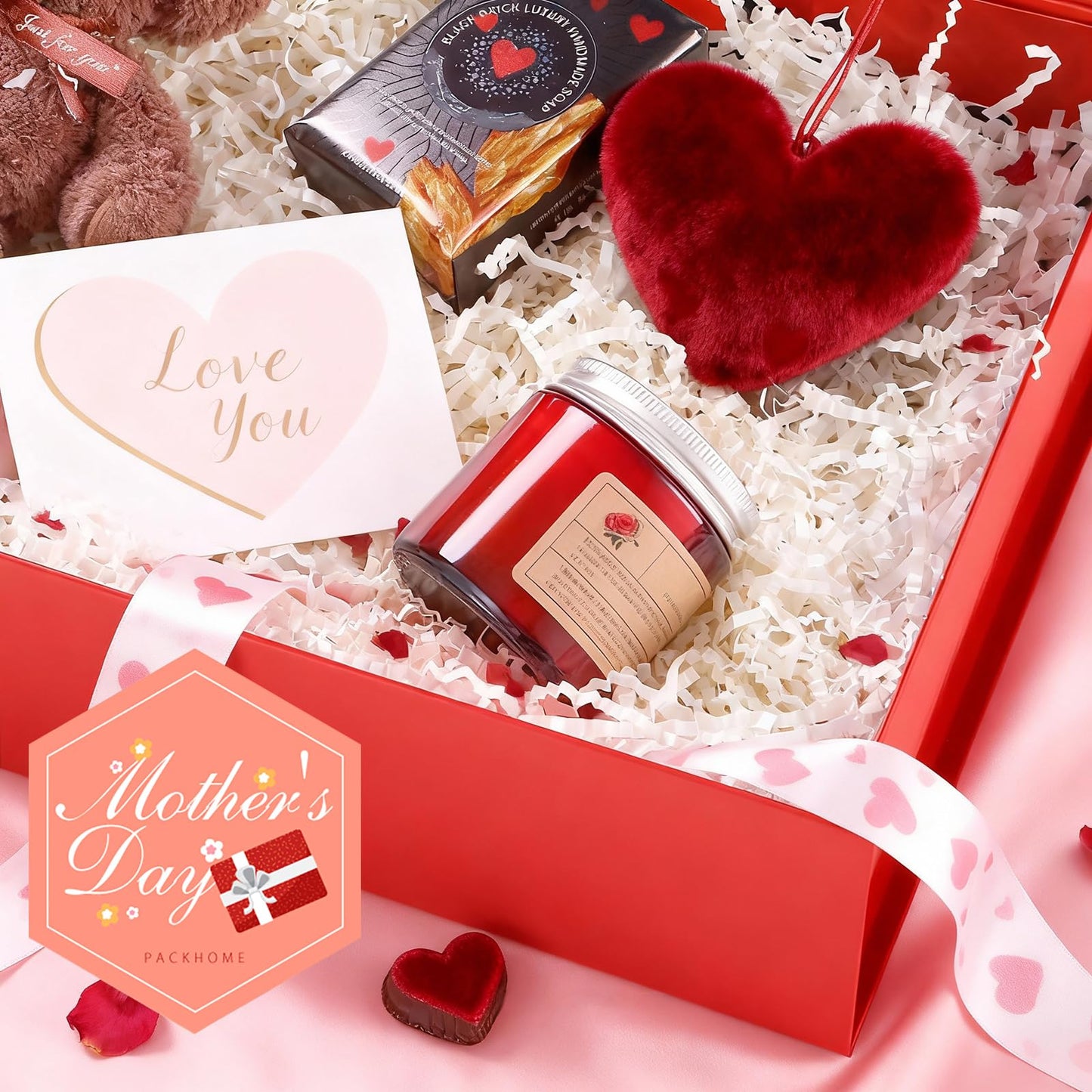 PACKHOME Mothers Day 6 Large Gift Boxes 13.5x10x3.5 Inches, Sturdy Shirt Boxes with Magnetic Lids for Multiple Occasions (Glossy Red)