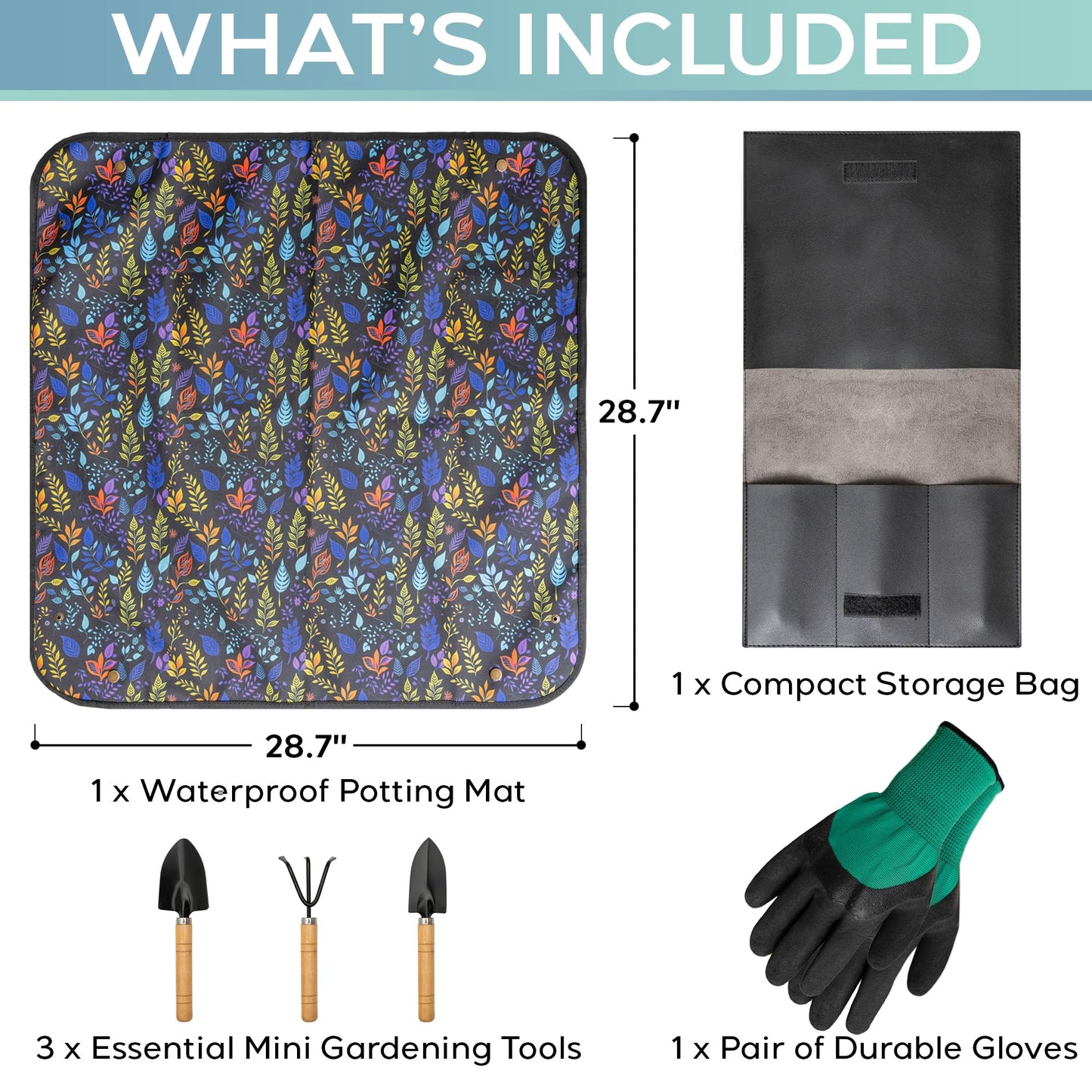 Indoor Gardening Tools Set with 28.7" Waterproof Plant Potting Mat