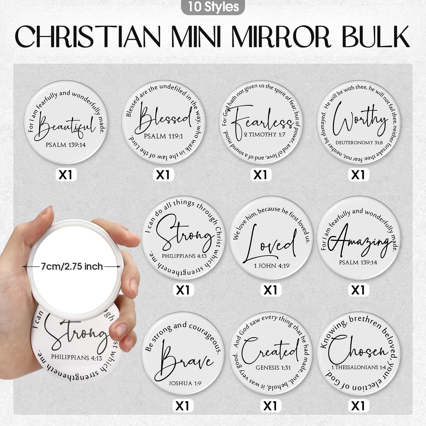Kacctyen 20 Pcs Christian Gifts for Women Bulk Mother's Day Church Gifts 10 Inspirational Canvas Bible Verse Makeup Bag 10 Religious Compact Mirrors for Mother Pastor Appreciation Gift(Bible Verse)