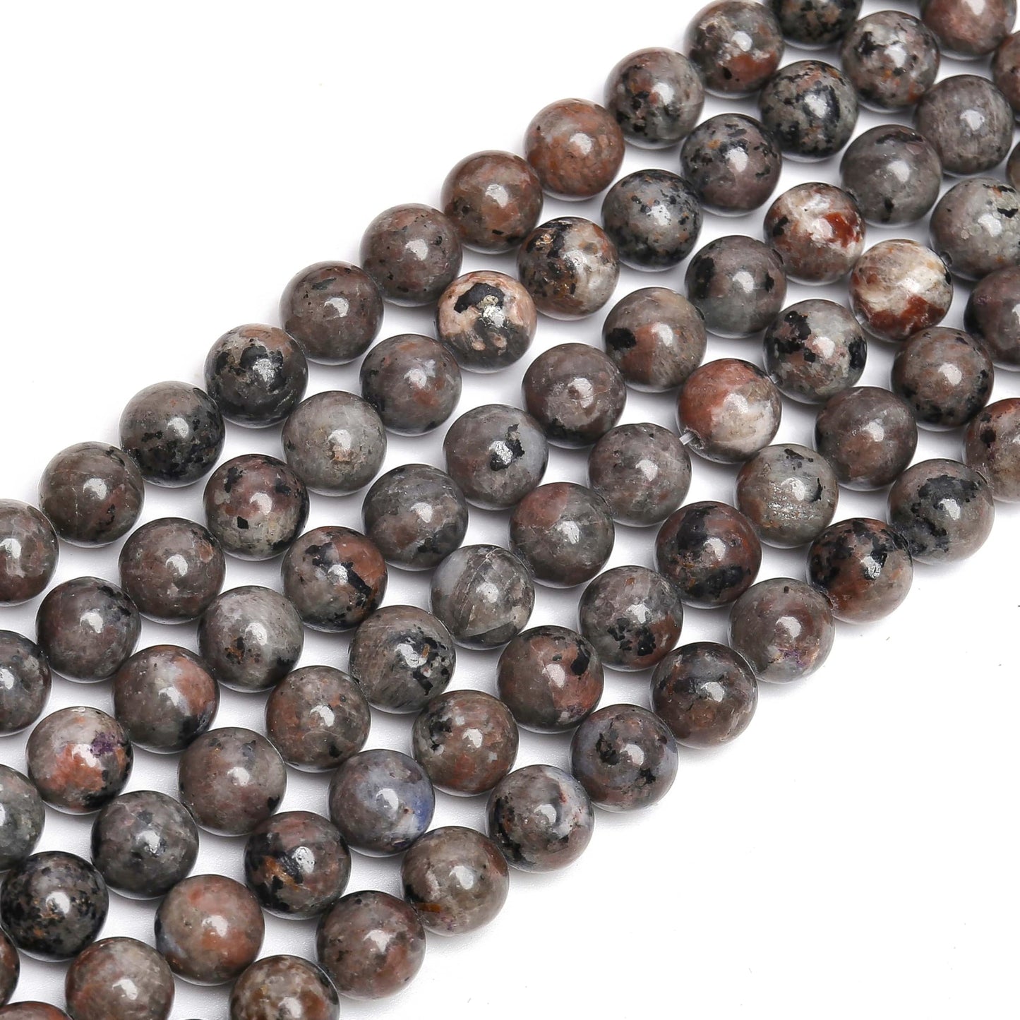 70PCS Natural 8MM Healing Gemstone, Yooperlite Stones Energy Stone Round Loose Beads, Semi-Precious Crystal Beads with Free Elastic String for Jewelry Making DIY