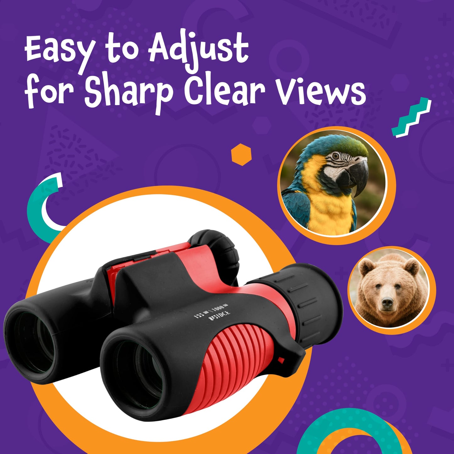 Think Peak Red Binoculars Science Toy for Kids Ages 3-12 Years - Real Compact Outdoor Adventure & STEM Educational Nature Hiking Explorer for Bird Watching, Camping Children’s Birthday Gift