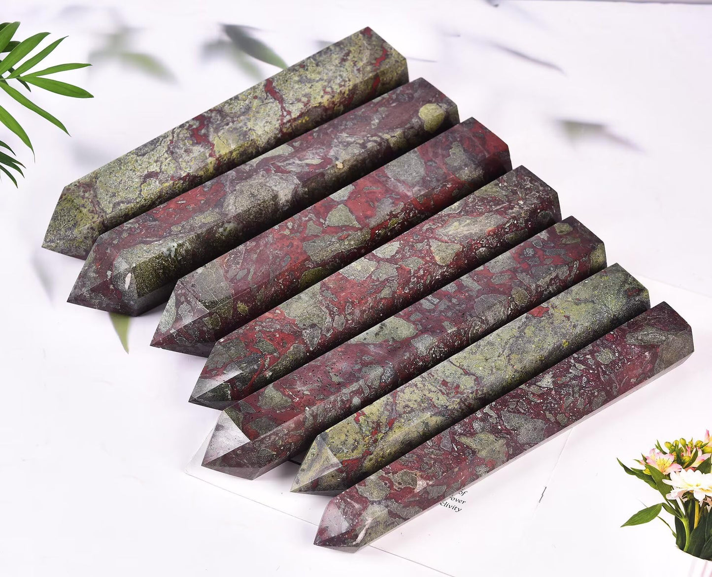 AMOYSTONE Large Blood Jasper Stone Wand Healing Crystal Obelisk Tower 6 Faceted Column Reiki Chakra Meditation Therapy 2.2-2.6 LBS