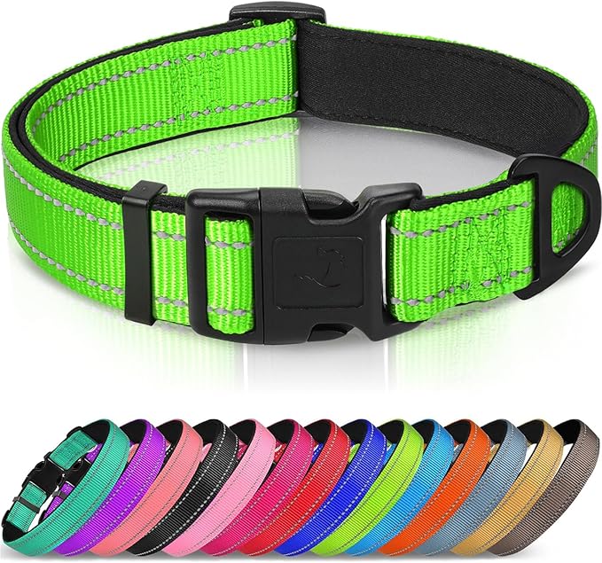 Joytale Reflective Dog Collar, Adjustable Neoprene Padded, Gray XL