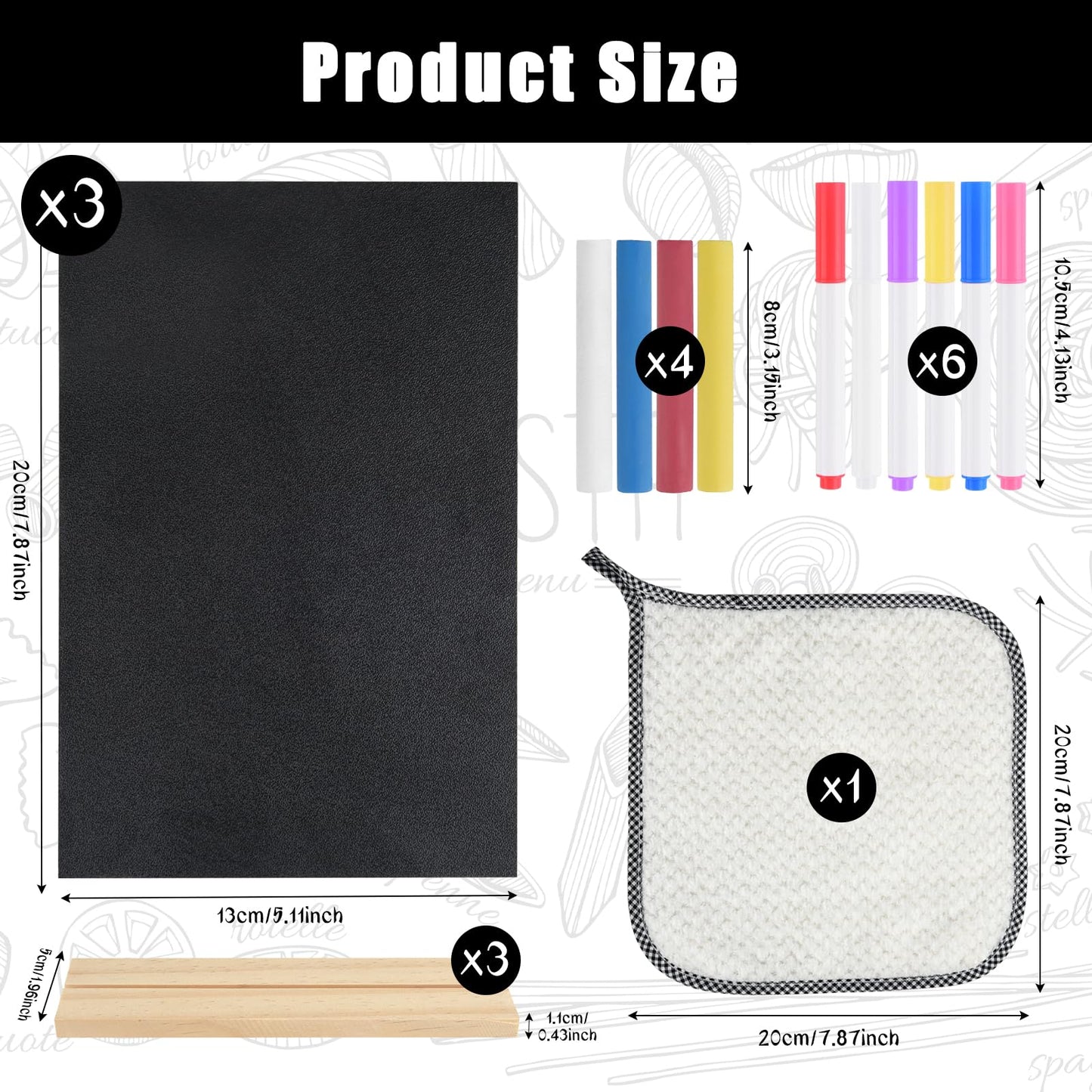 BOUBONI 3 Packs Small Chalkboard Sign 5.1x7.9 Inch With Wood Base - Double-Sided Message Boards Menu Stand for Kitchen, Wedding, Bar and Restaurant