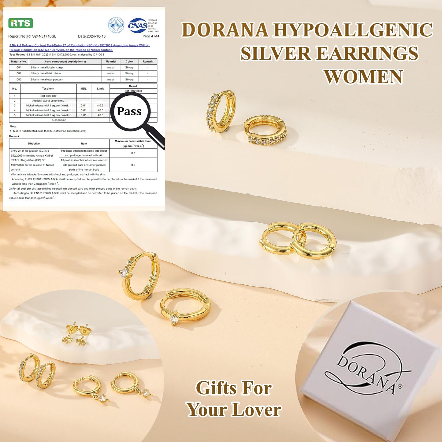 DORANA 3 Pair Small Gold Hoop Earrings Set for Women 925 Sterling Silver Huggie Earrings Non Tarnish Small Cartilage Hoops Stackable Earring Stacks Sets for Multiple Piercing