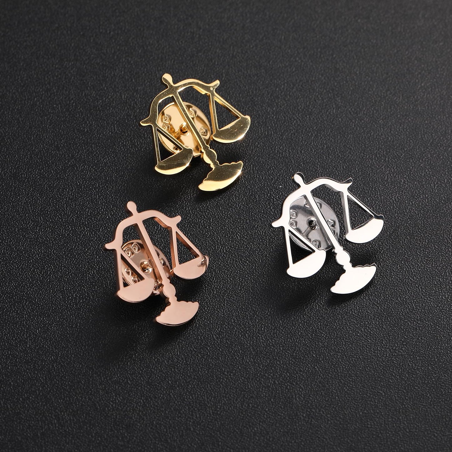 Metal Balance Badges Suit Brooch Libra Scales Brooches For Men (rose gold)