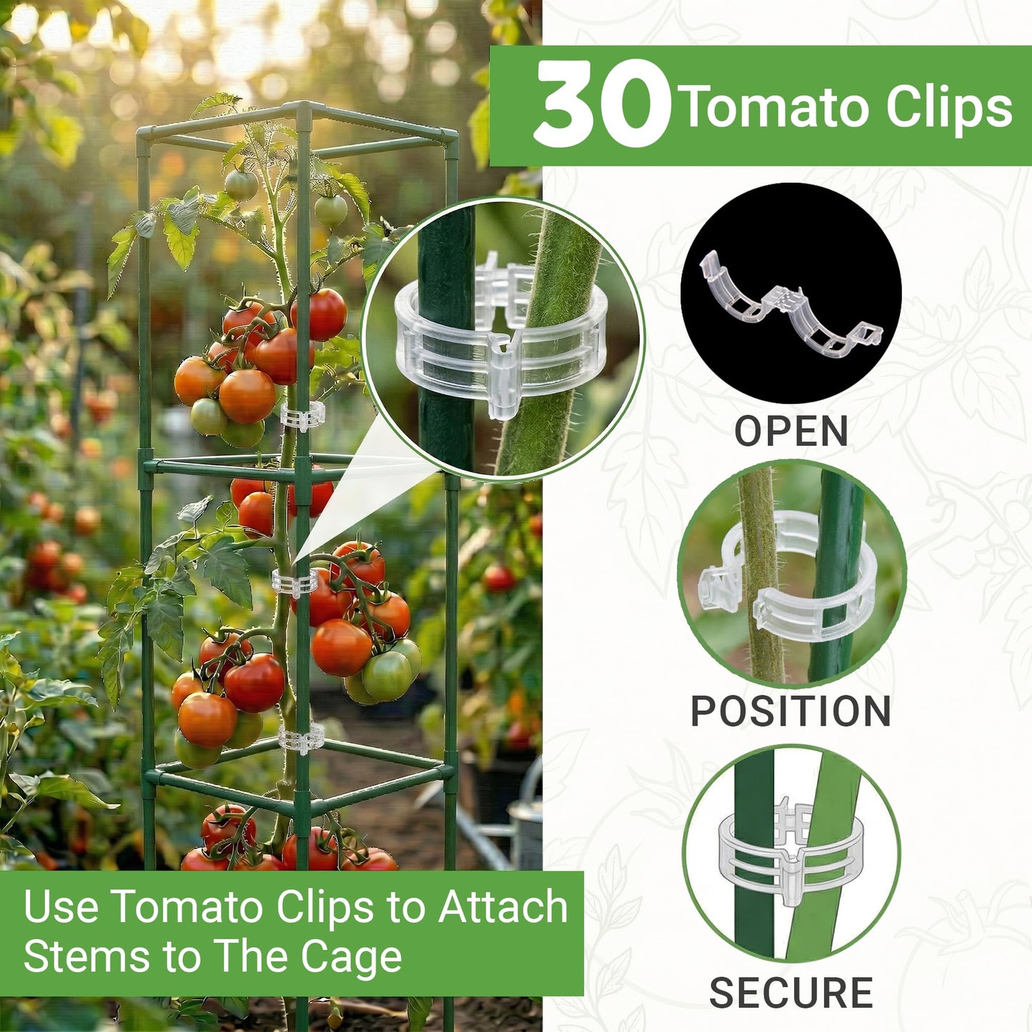 Square Tomato Cage - Large Trellis Stakes and Plant Support Structures for Vegetables and Climbing Plants - Tall Tomato Cages for Garden, Pots, Raised Garden Bed Outdoor Supplies (3 Pack - Up to 41")