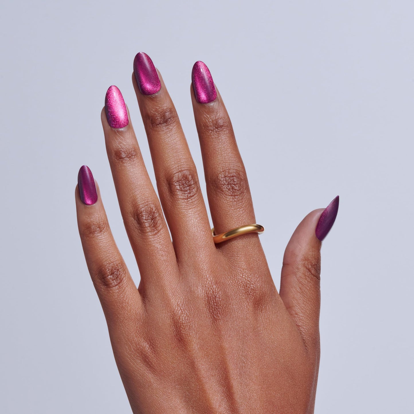 Kiss Core, Press On Nails, Nail glue included, 'Glittering', Purple, Medium Size, Almond Shape, Includes 32 Nails, 2g Glue, 1 Manicure Stick, 1 Mini File