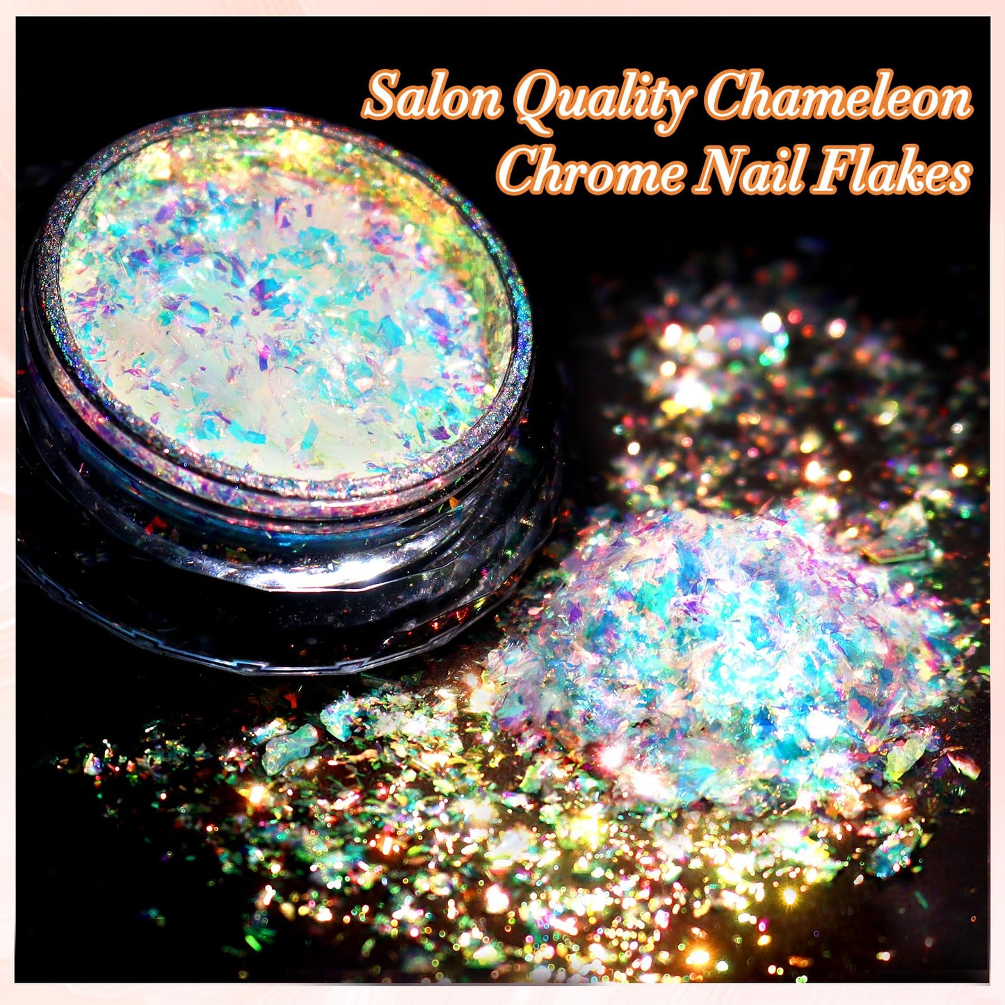 FNNZ Unicorn Chameleon Flake, Aurora Unichrome Mermaid Iridescent Nail Foil Confetti Opal Nail Art Glitter Sequins Decoration for Home DIY Nail Salon Manicure - Twilight Grove