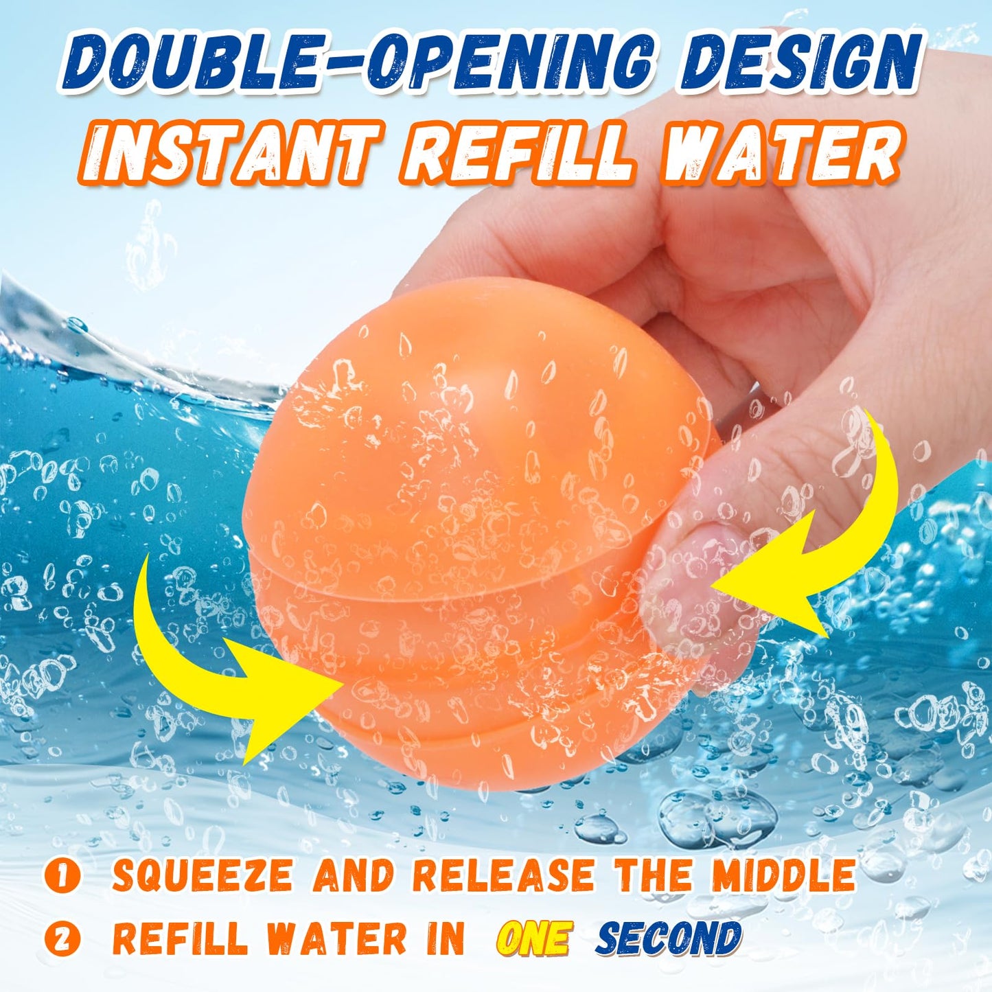 Reusable Water Balloons, 12 Pcs Self-Sealing Quick Fill Silicone Water Bombs, One-Hand Easy Fill Refillable Summer Pool Toys Easter Gifts for Kids & Adults, Splash Balls for Water Game