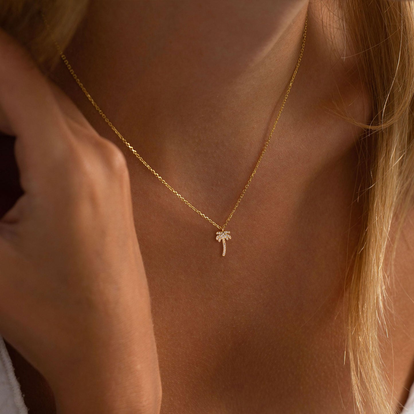 VRIUA Palm Tree Necklace for Women 14K Gold Plated Dainty Coconut Delicate Jewelry Everyday for Women