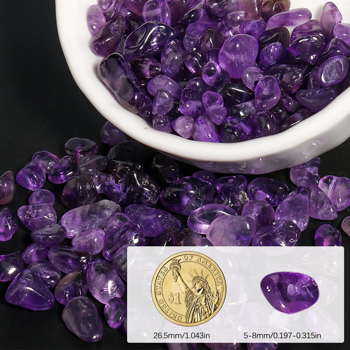 NITOPUPU 30in Amethyst Natural Chip Stone Beads 5-8mm About 230pcs, Irregular Drilled Purple Bead for Bracelets Jewelry Making Supplies for Adults, DIY Crafts.