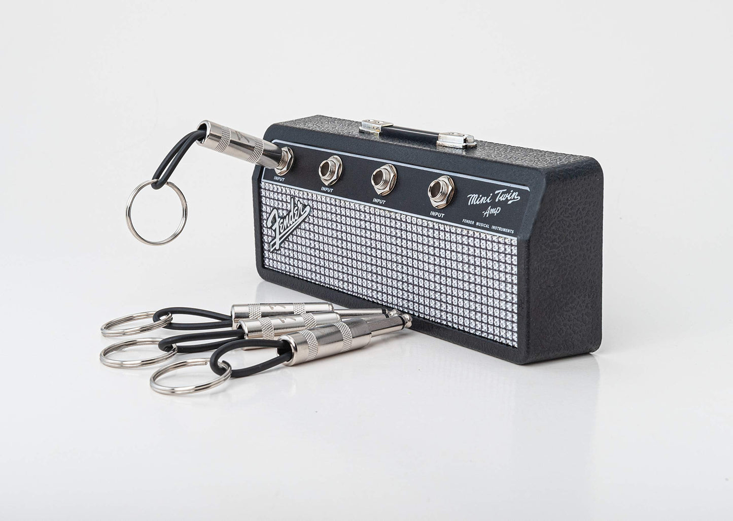 Pluginz - Fender - Jack Rack - Black & Silver with 4 Guitar Plug Keychains