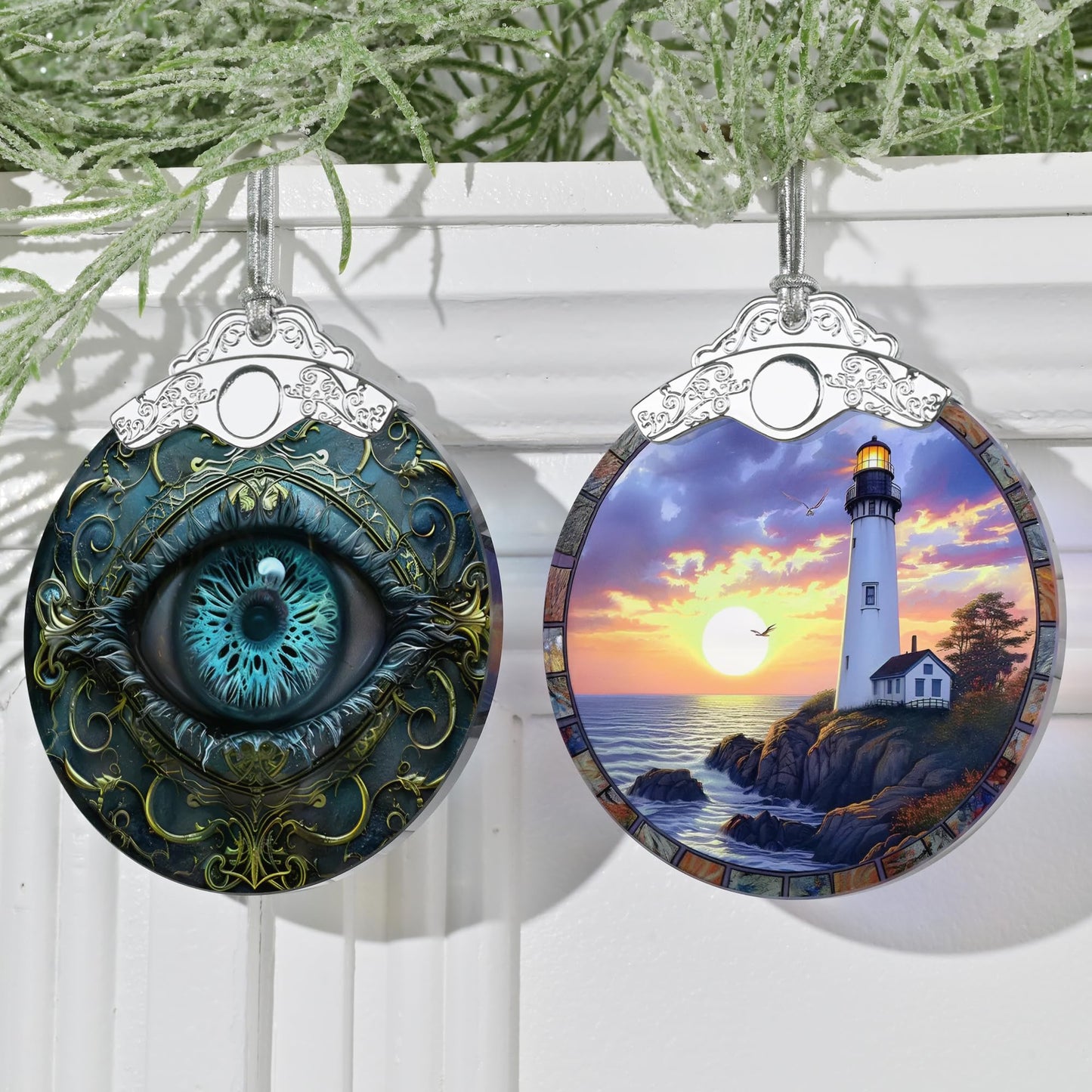 3" Stained Glass Christmas Decoration, Christmas Ornaments, Heirloom Keepsake, Gift Exchange, Gift Idea, Bauble Present - Mystical Eye