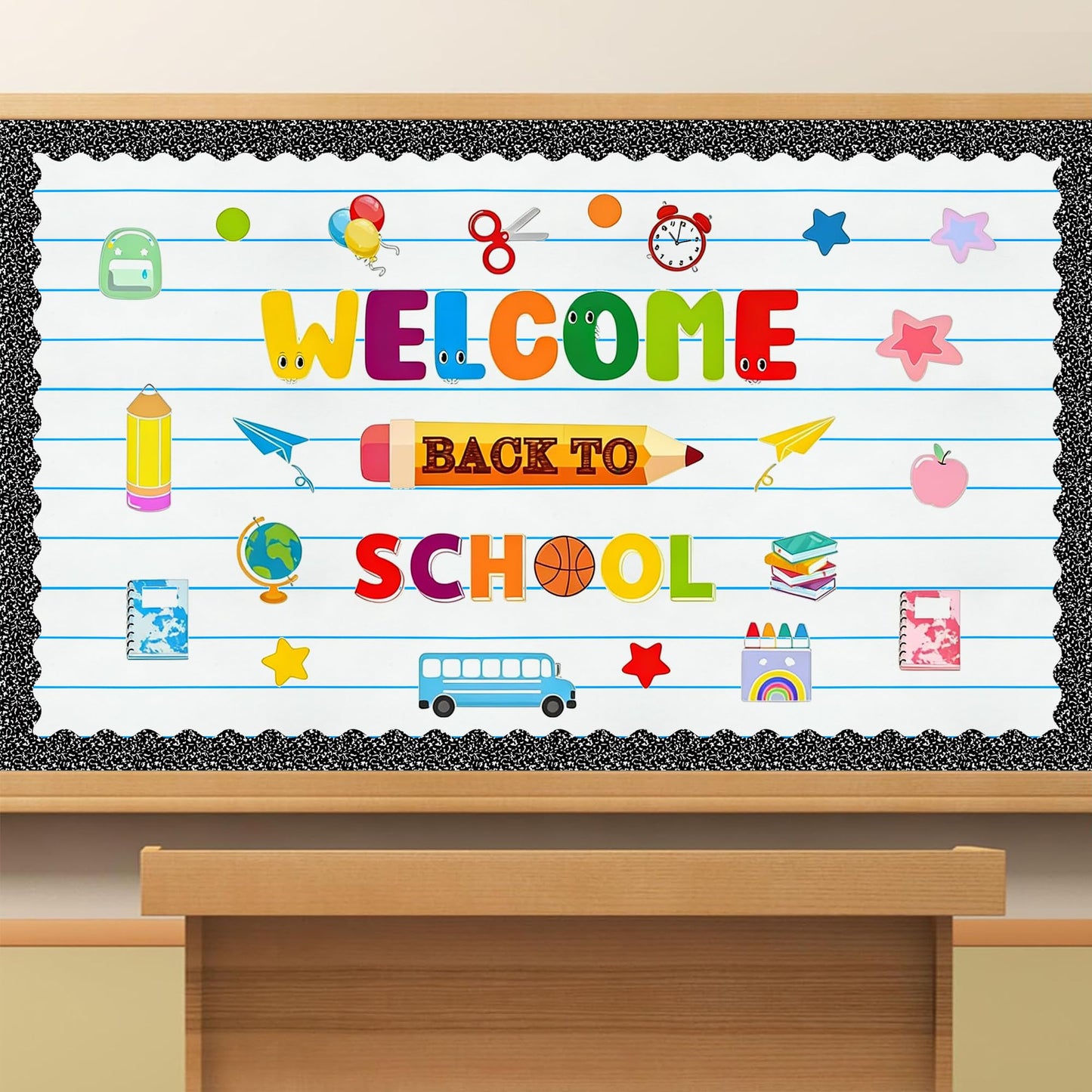 Lined Bulletin Board Roll 15.7in x 36ft Reusable Waterproof Non-Woven Fabric Background Fade Resistant Erasable Blue Lined Classroom Bulletin Board Decor for School Office Arts Crafts Home Wall Decor