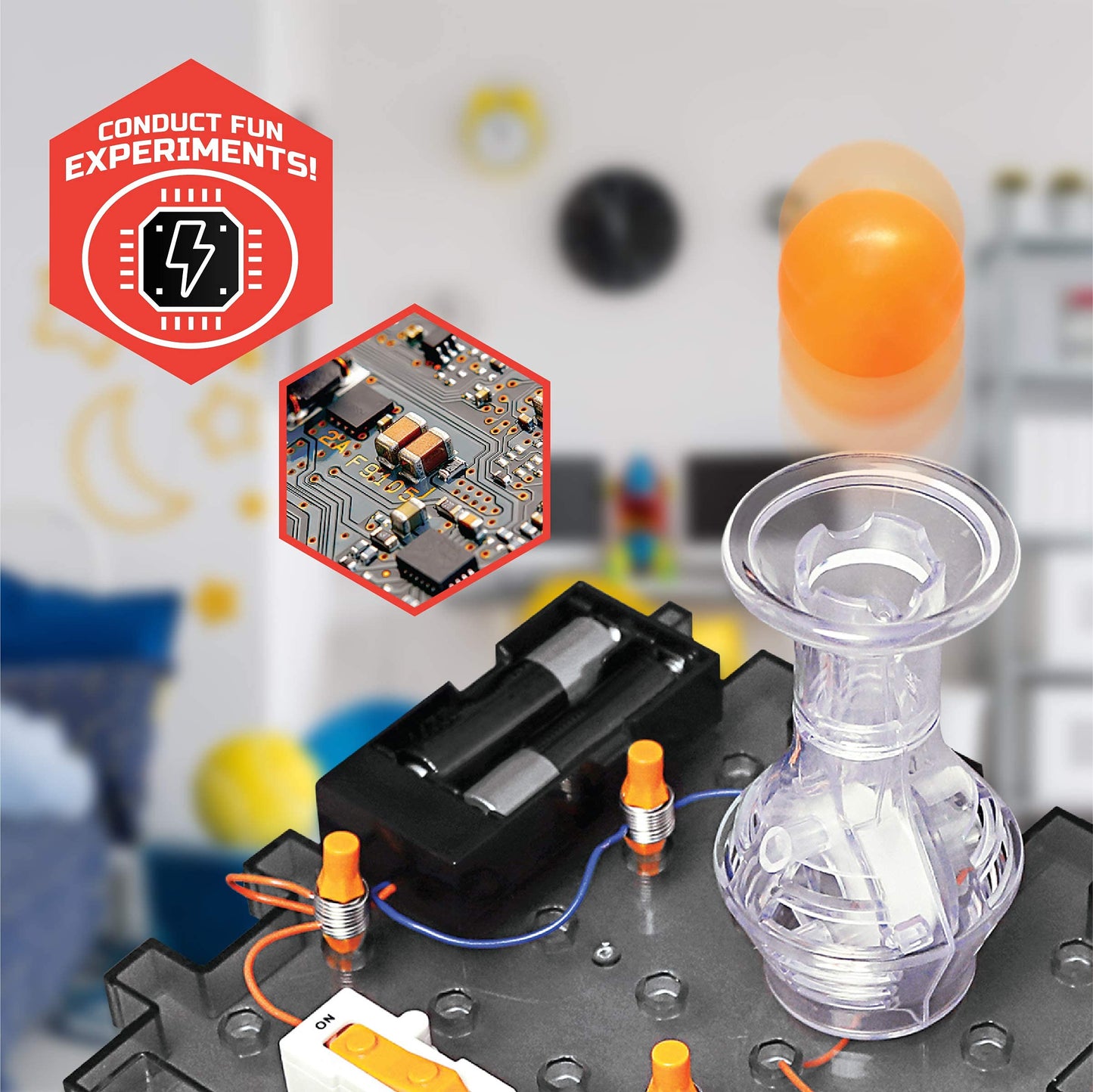 Discovery #MINDBLOWN Action Circuitry Electronic Experiment Mini STEM Set, Build-it-Yourself Engineering Toy Kit, Explore The Science of Motion, Floating Ball Experiment, Great Gift for Kids Ages 8 +