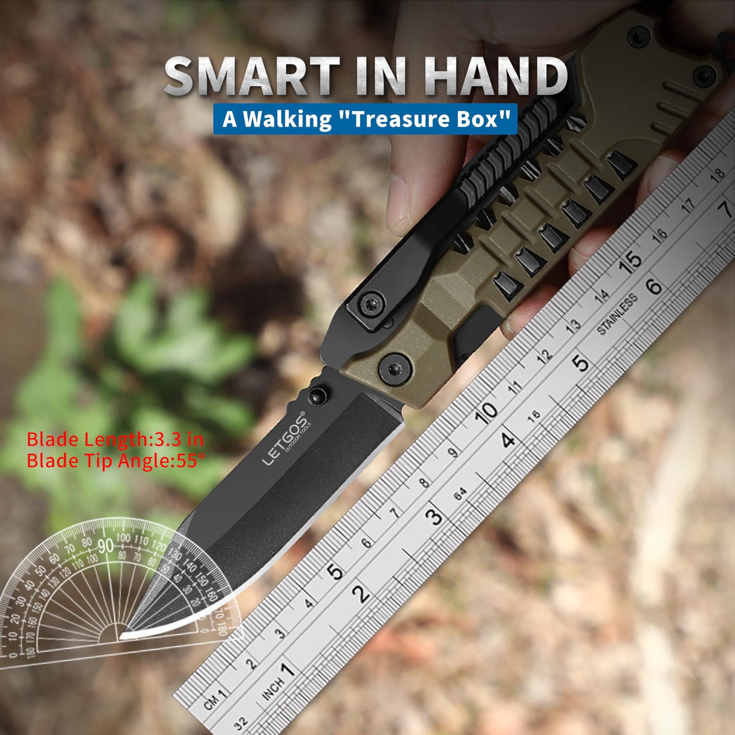 LETGOS Multi Pocket Knife, 22 in 1,Survival Gear EDC Tools with Nylon Sheath, Emergency, Camping, Hiking, Hunting, Gift for Men Women (Desert Gray)