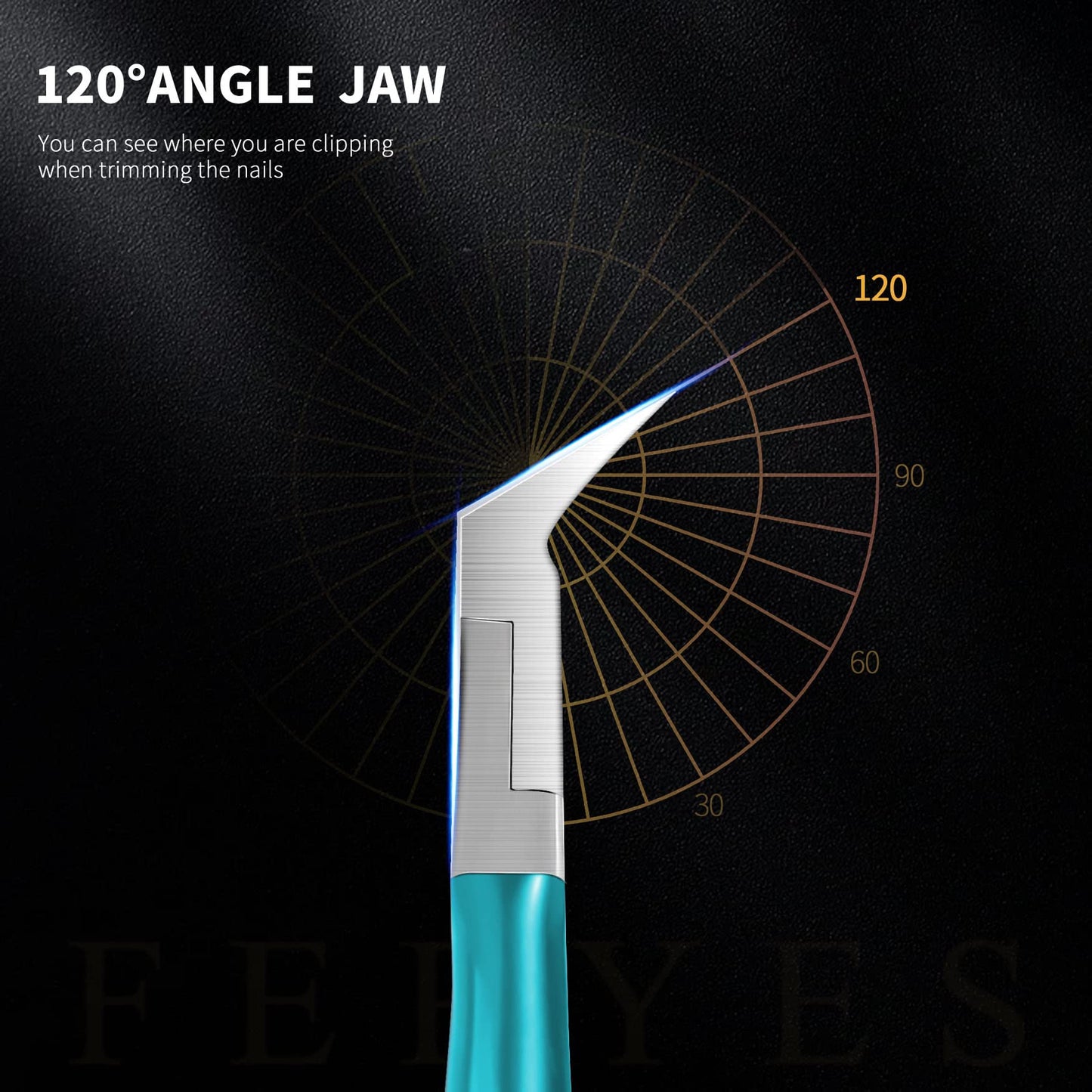 FERYES Toenail Clipper Straight Blade for Ingrown and Thick Nails - Stainless Steel and Sharp Pointed Tip Ingrown Nail Clipper – Wide Jaw Toe Nail Cutter Podiatry Tool Peacock Green