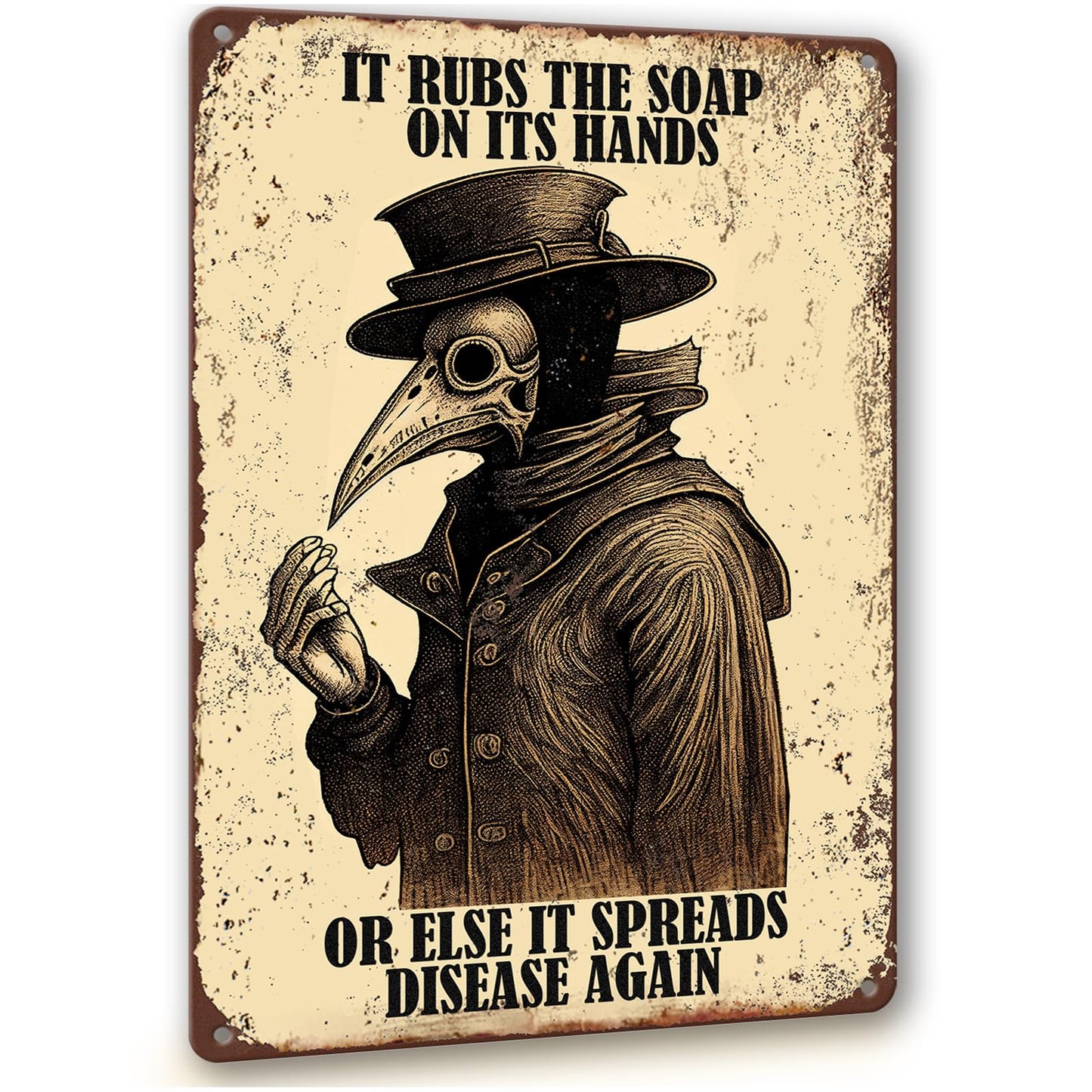 Gothic Bathroom Decor Retro Wall Art Signs, Funny Wash Your Hands Plague Bathroom Décor, Metal Tin Signs 8x12 Inch.