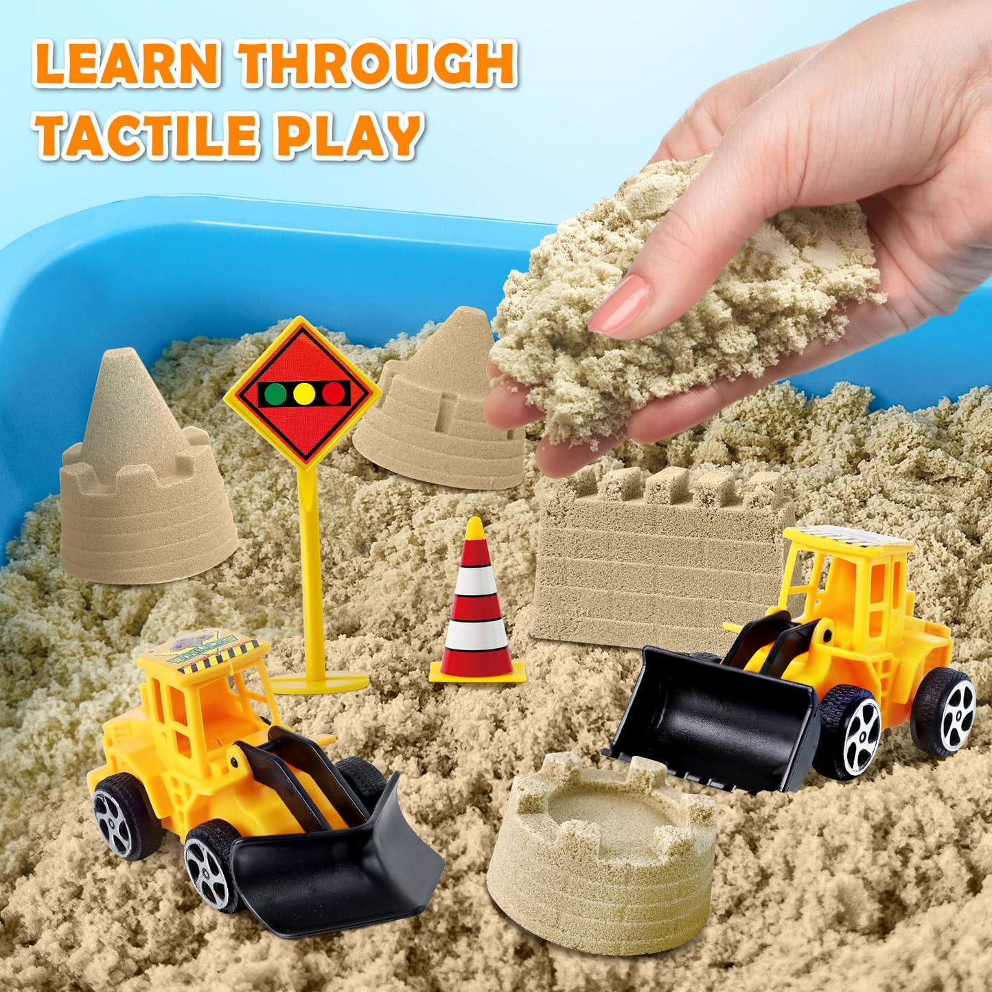 Sensory Bin, Construction Kit with Sensory Sand, Play Sand Pretend Play Beach Toy, Sandbox for Girls and Boys