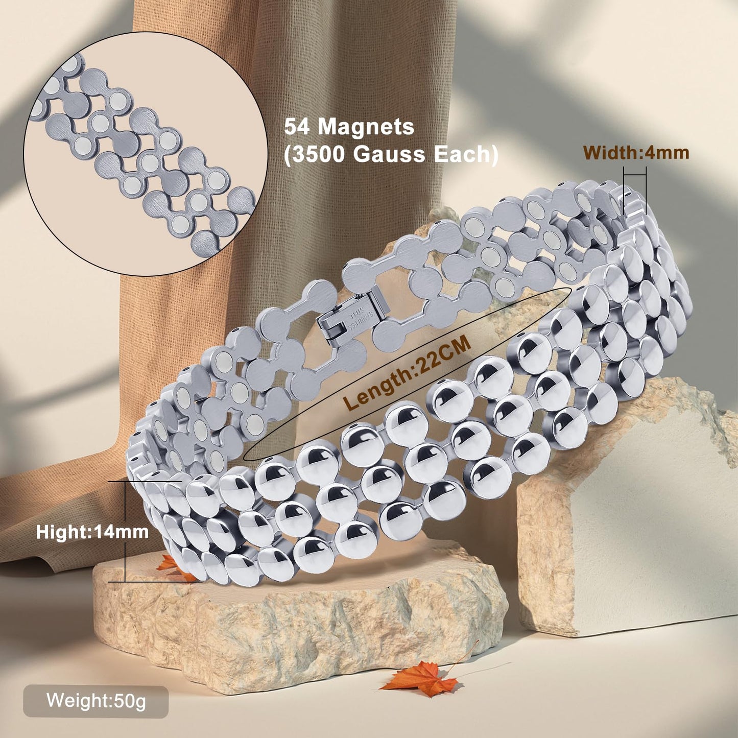 JEROOT Ultra Strength Magnetic Bracelet for Women | 3500-6000 Gauss Neodymium Magnets | Magnetic Therapy Jewelry with Adjustable Tool & Gift Packaging