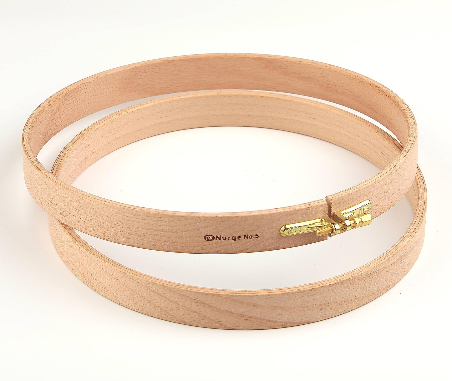 Nurge Premium Quality 24 mm Wood Embroidery Hoop, Cross Stitch Hoop with Gold Plated Adjustable Brass Screw (No:5)