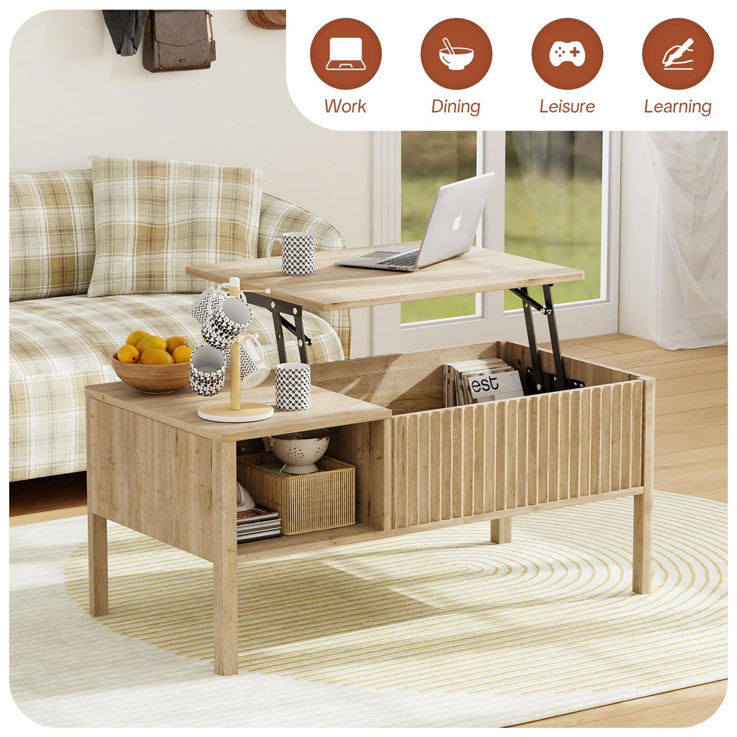 RUMBALUXY Wooden Baby Playpen and Coffee Table