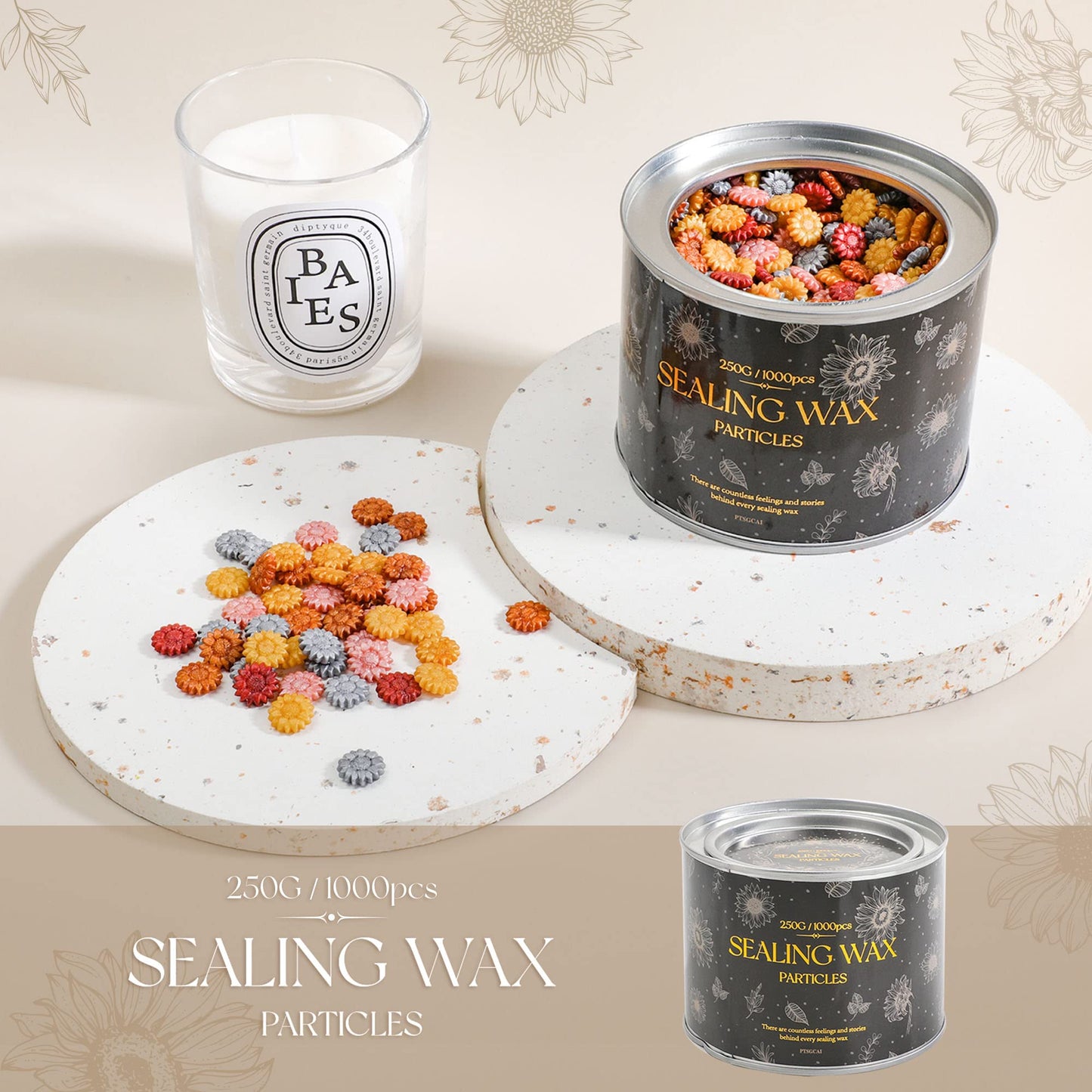 Sealing Wax Beads, Canned Unique Color Combination- Mixed Color (Approx.1000pcs)- for Wax Seal Stamps, Letter Sealing & Wedding Invitations - Metallic Color Series