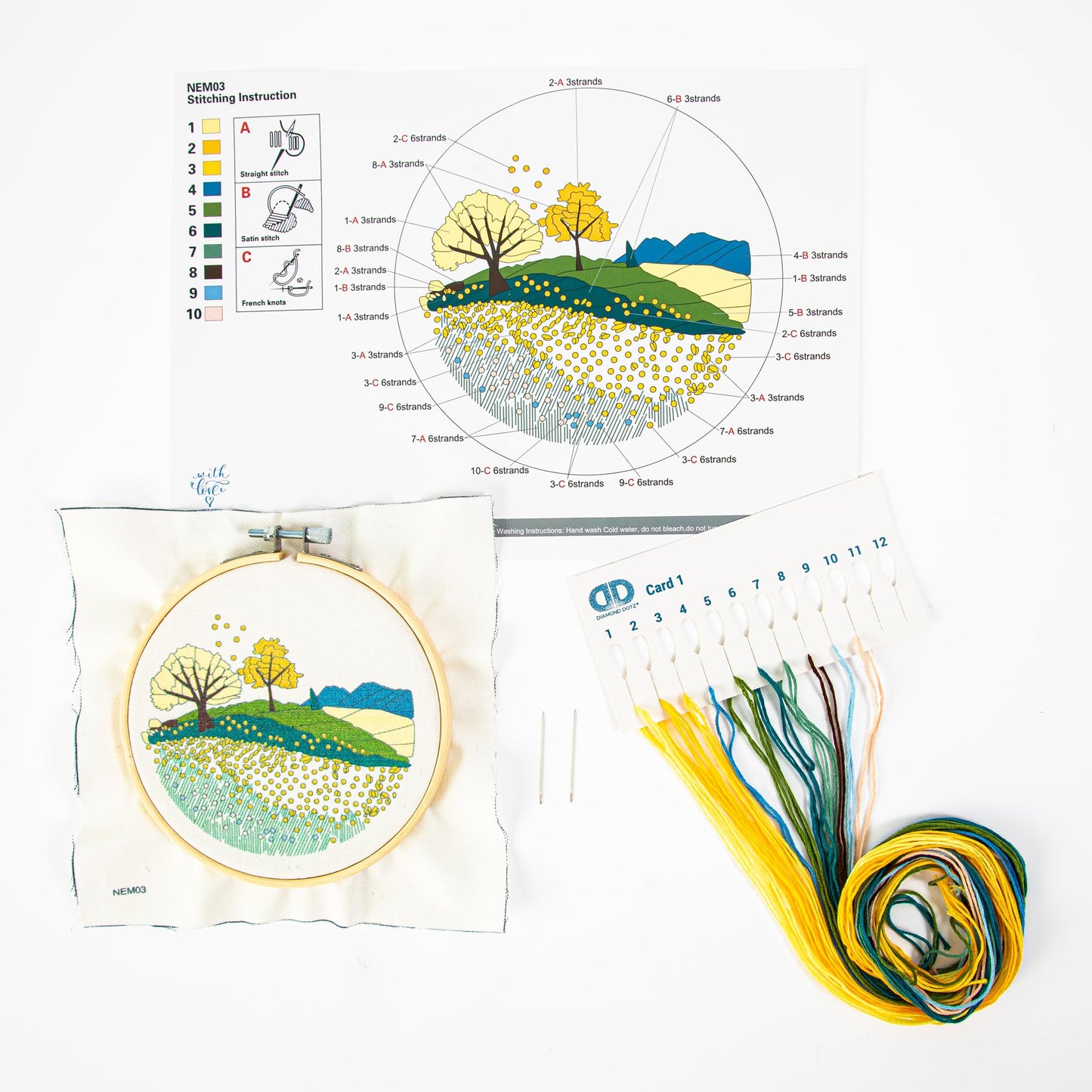 DIAMOND DOTZ Kits - Embroidery Autumn Fields: A Perfect Embroidery Kit for Beginners and Adults to Create Stunning Seasonal Designs with This Easy-to-Use Embroidery Kit