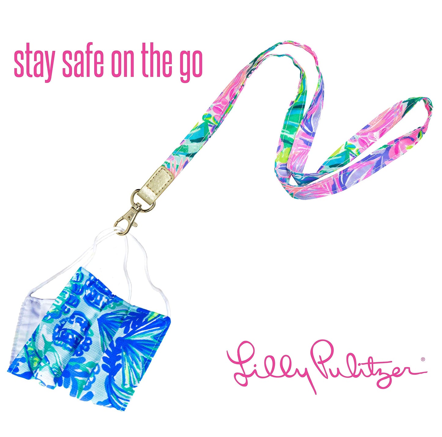 Lilly Pulitzer Cute Lanyard for ID Badges and Keys, Womens Lanyard Keychain, Colorful Lanyard with Metal Hook, It Was All A Dream